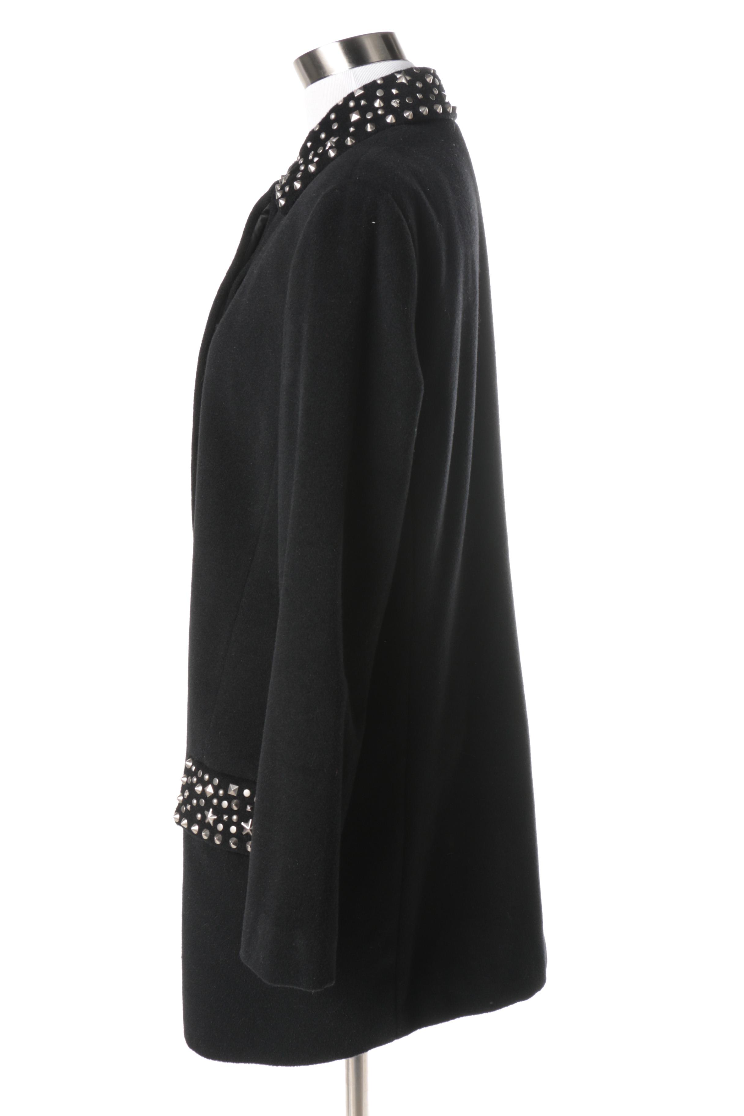 Women's Gianni Versace Couture Black Wool Blend Coat