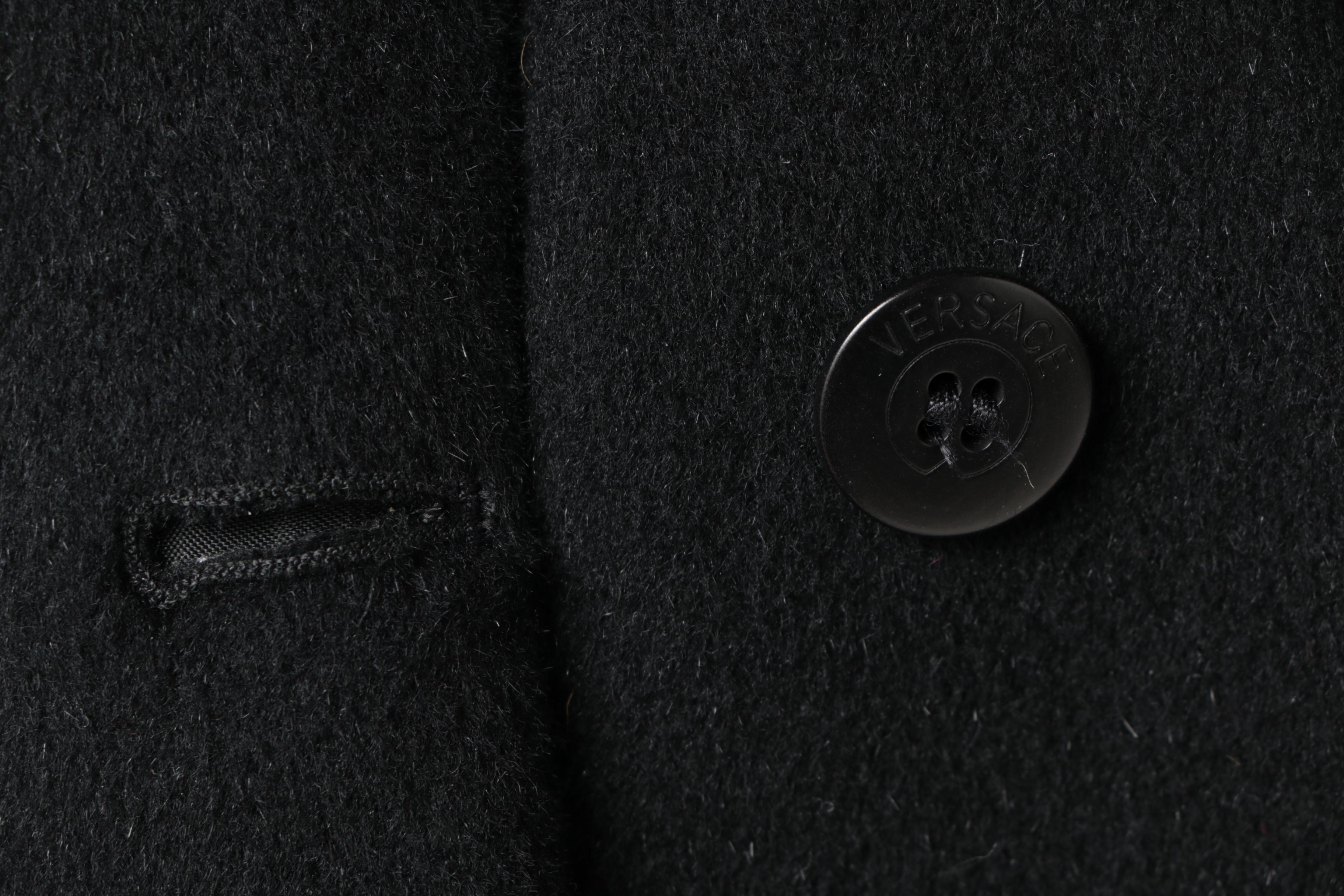 Women's Gianni Versace Couture Black Wool Blend Coat