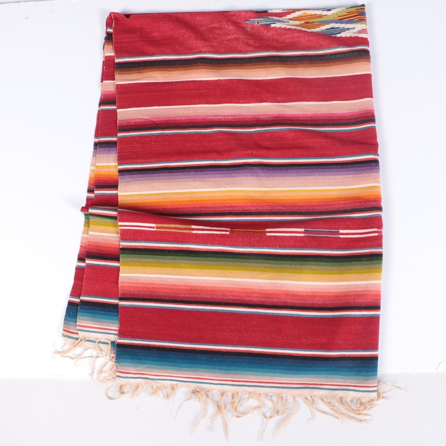 Handwoven Mexican Serape Wool Blanket