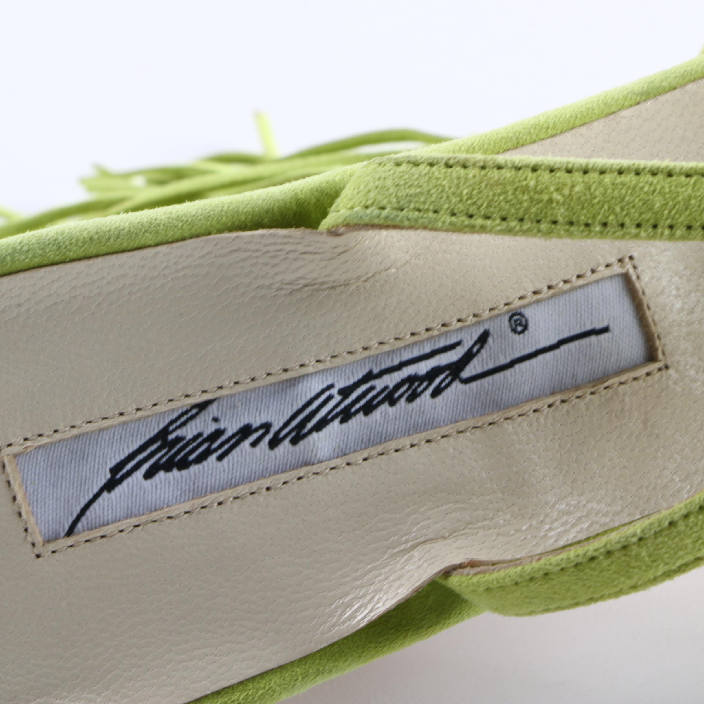 Brian Atwood Avocado Green Suede Strappy Heels