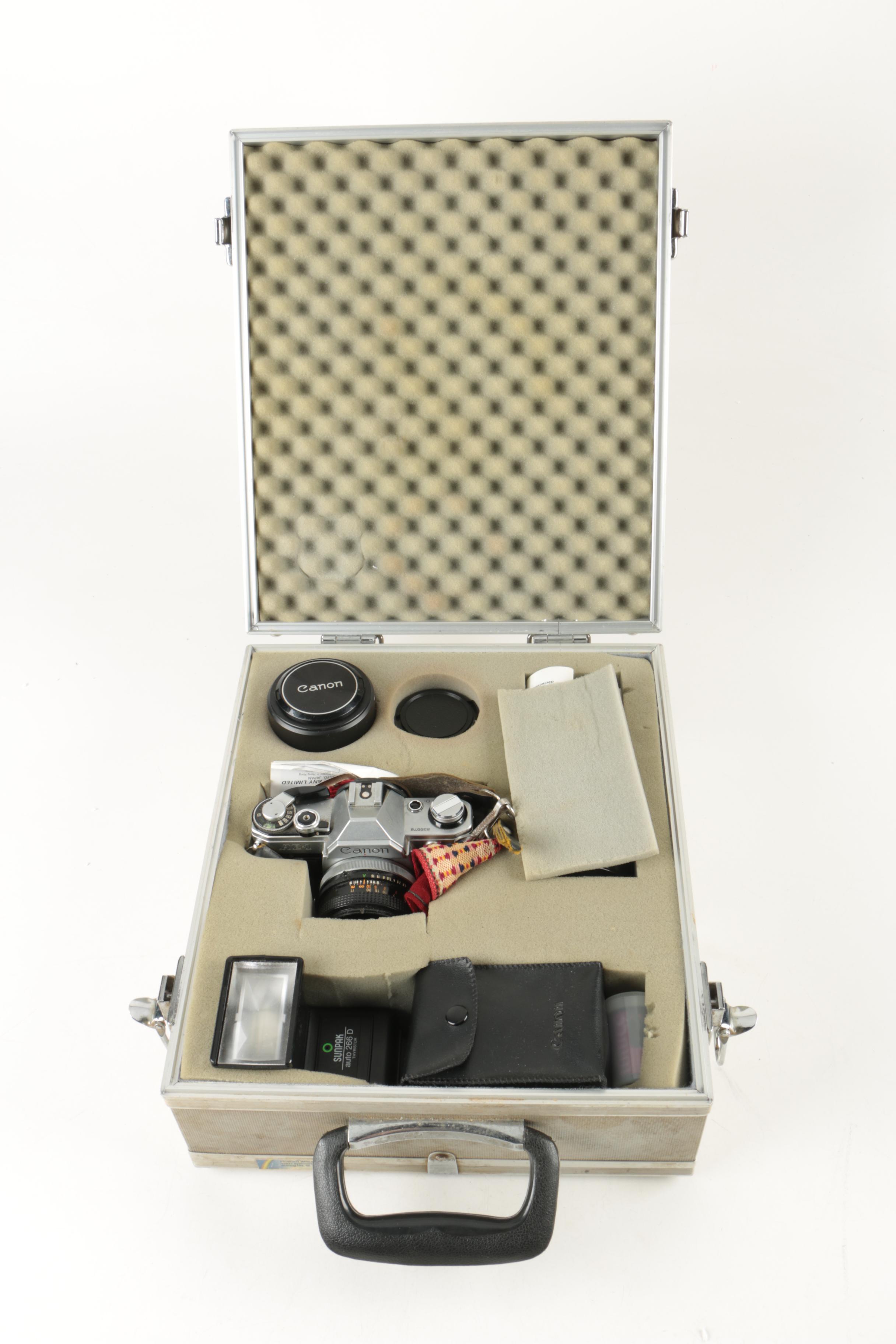 Canon AE 1 35mm Camera and Accessories