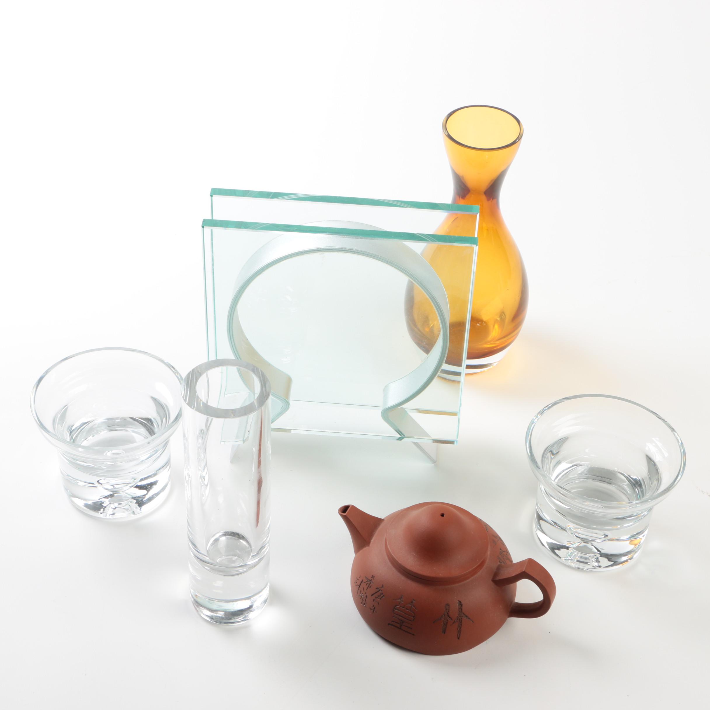 Glass Vases and Chinese Clay Teapot