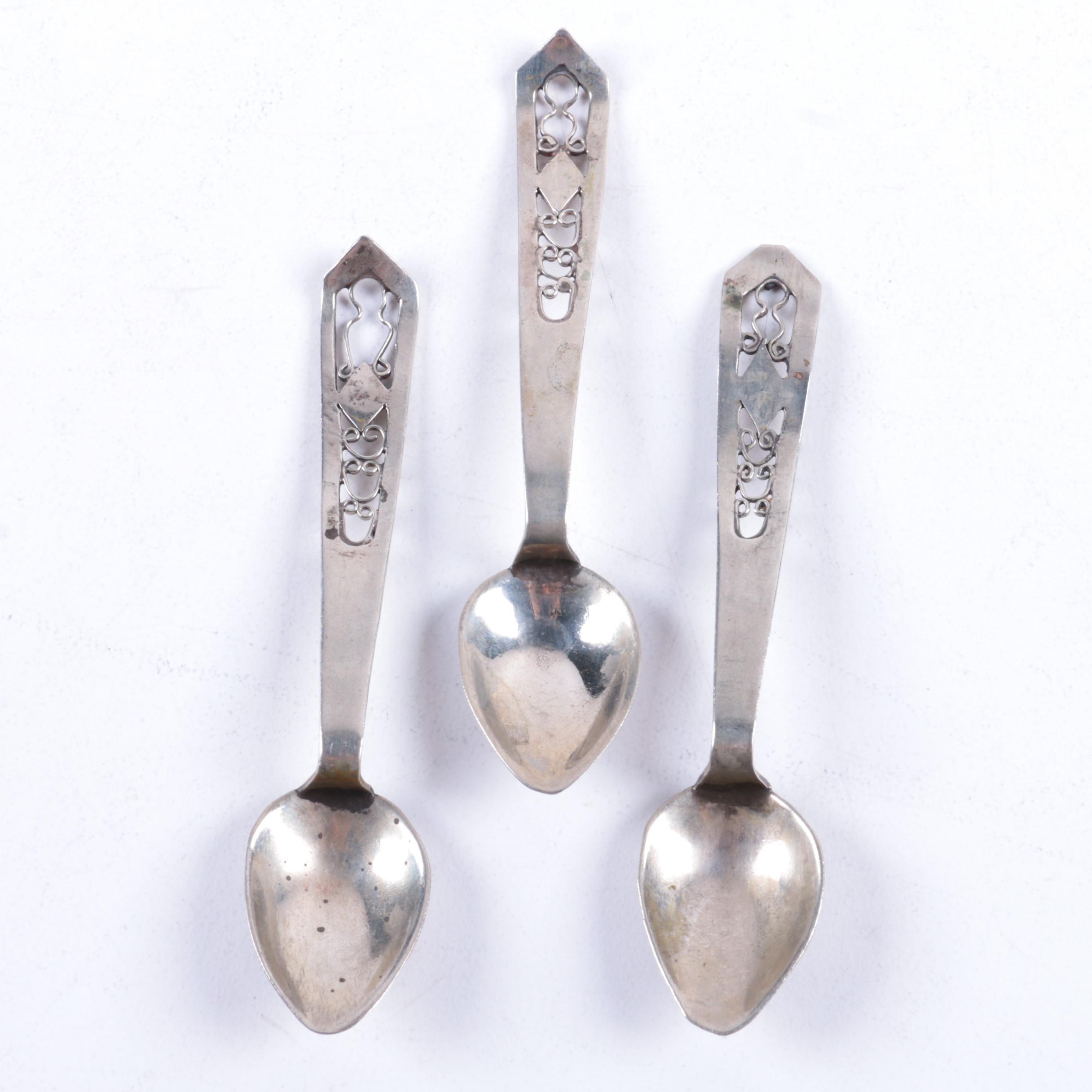 Filigree Accented Sterling Silver Demitasse Spoons