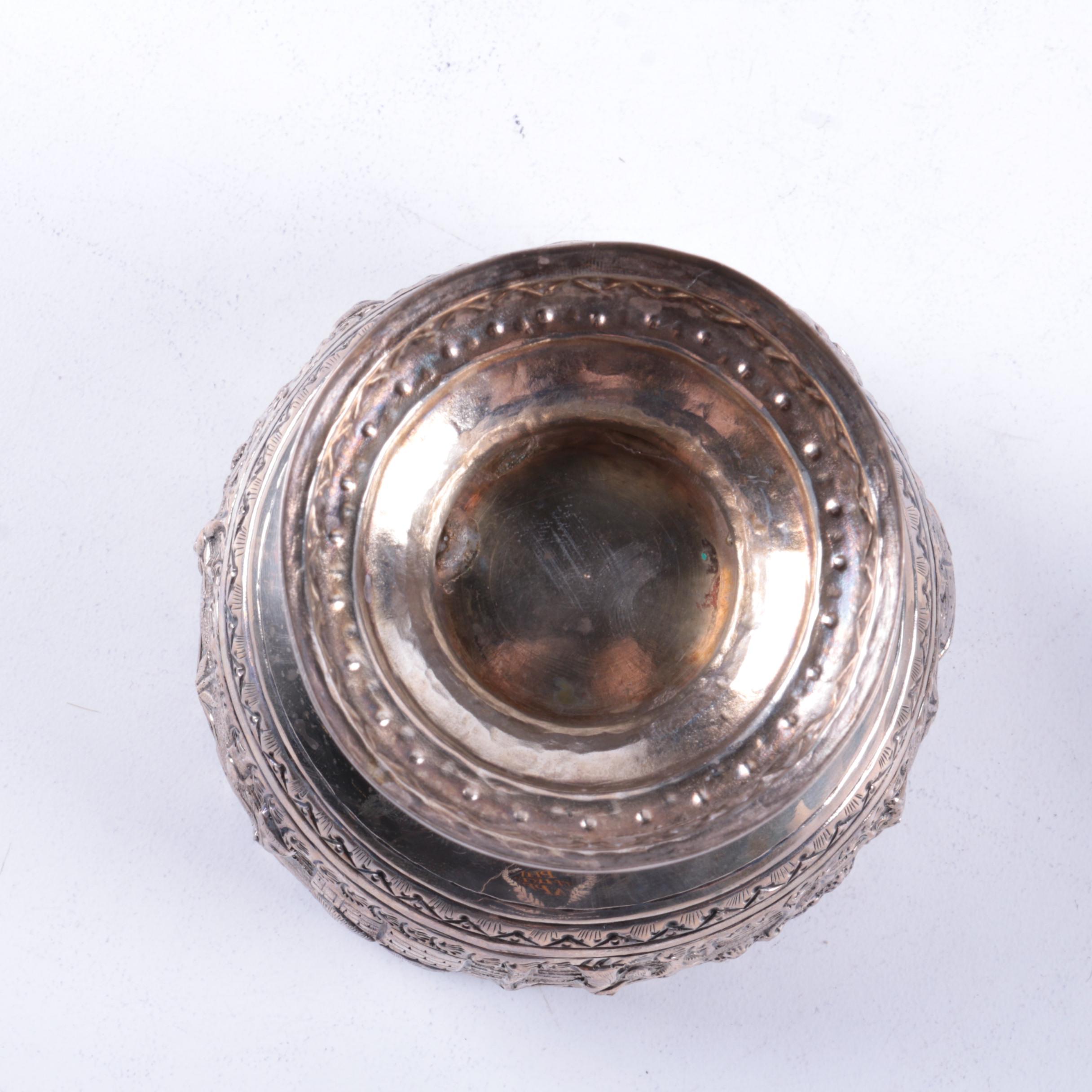 Unique Southeast Asian Repoussé Silver Bowls