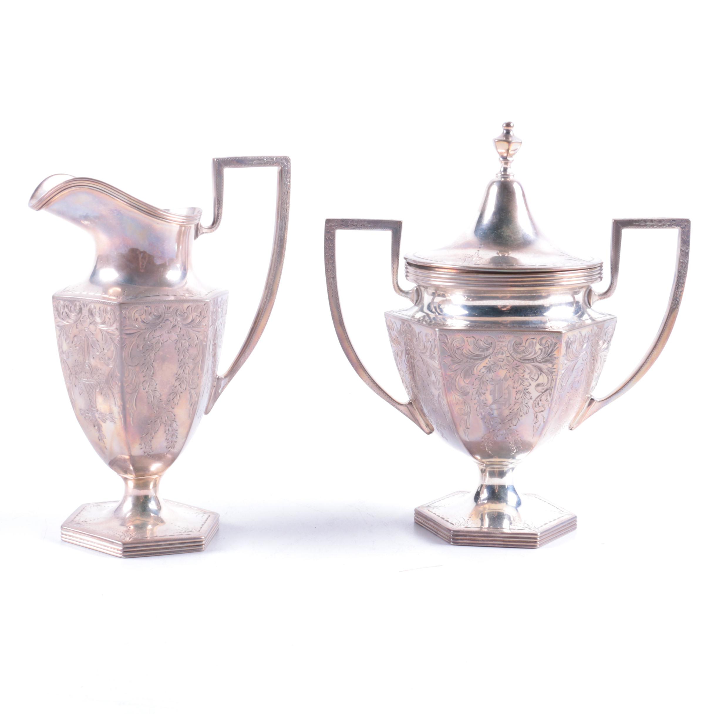 The Stieff Co. "Puritan-Engraved" Sterling Silver Creamer and Sugar Bowl Set