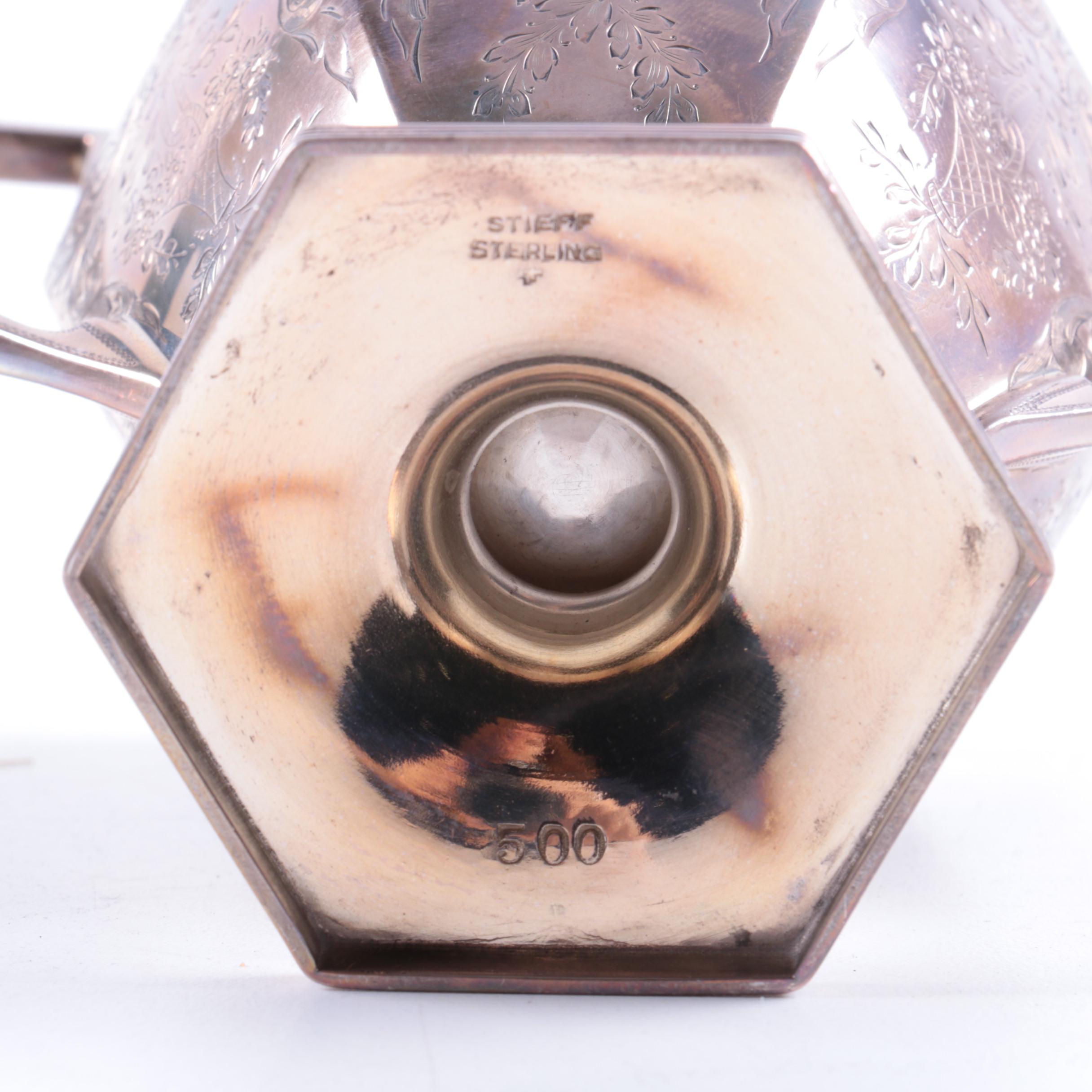 The Stieff Co. "Puritan-Engraved" Sterling Silver Creamer and Sugar Bowl Set