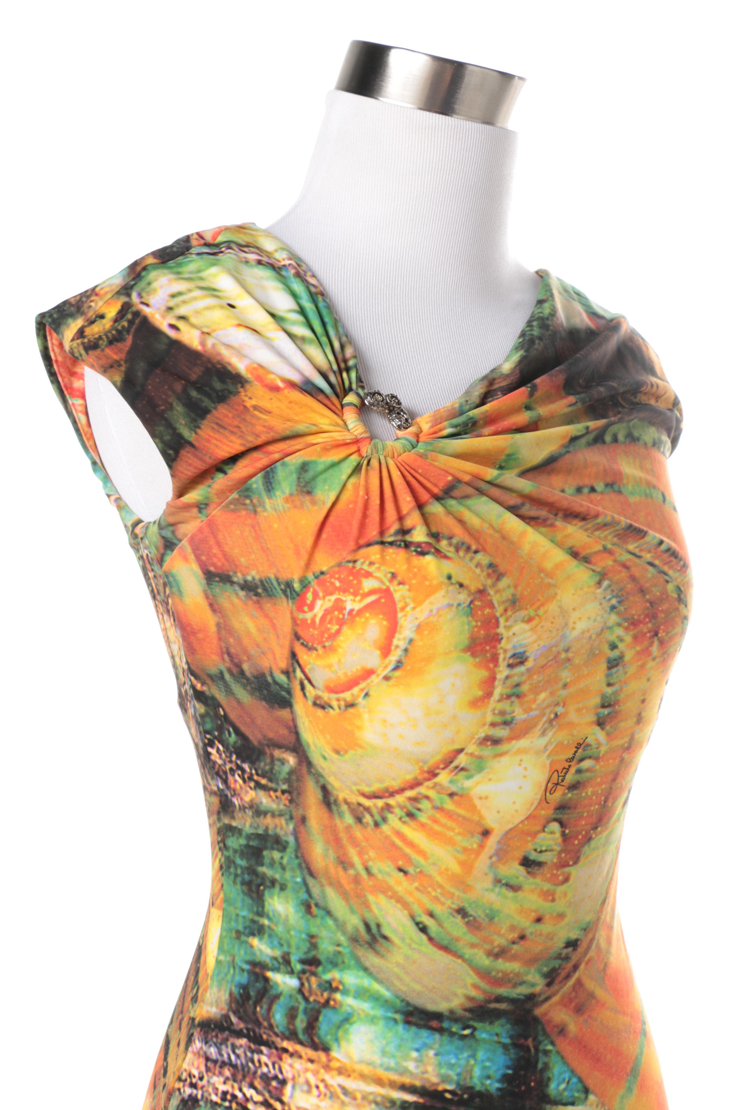 Roberto Cavalli Painterly Bodycon Dress