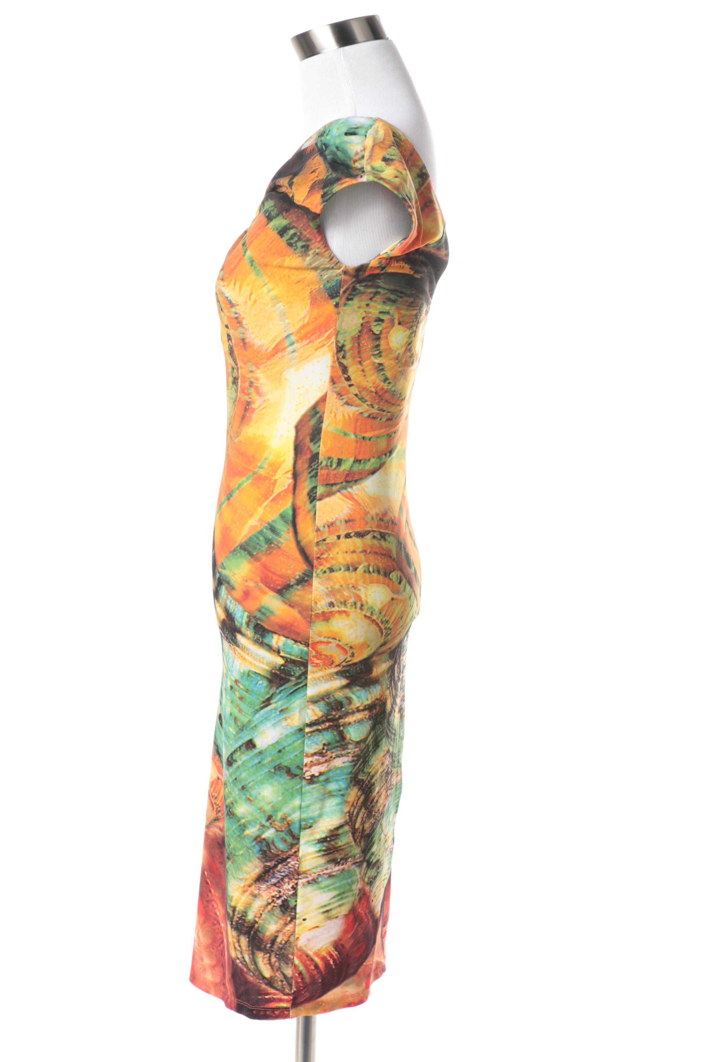 Roberto Cavalli Painterly Bodycon Dress