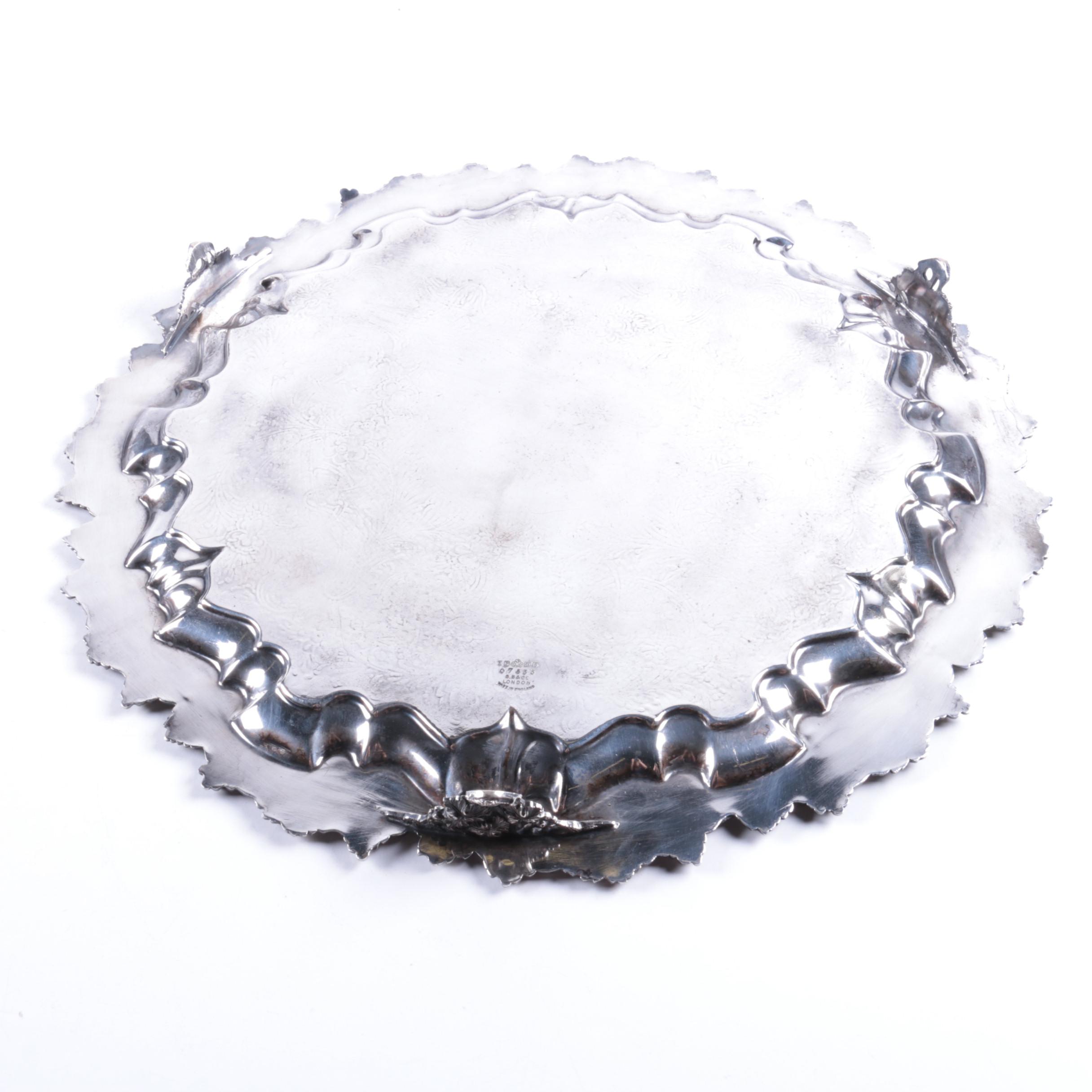 S.B. & Co. Silver Plate Grape Motif Footed Platter