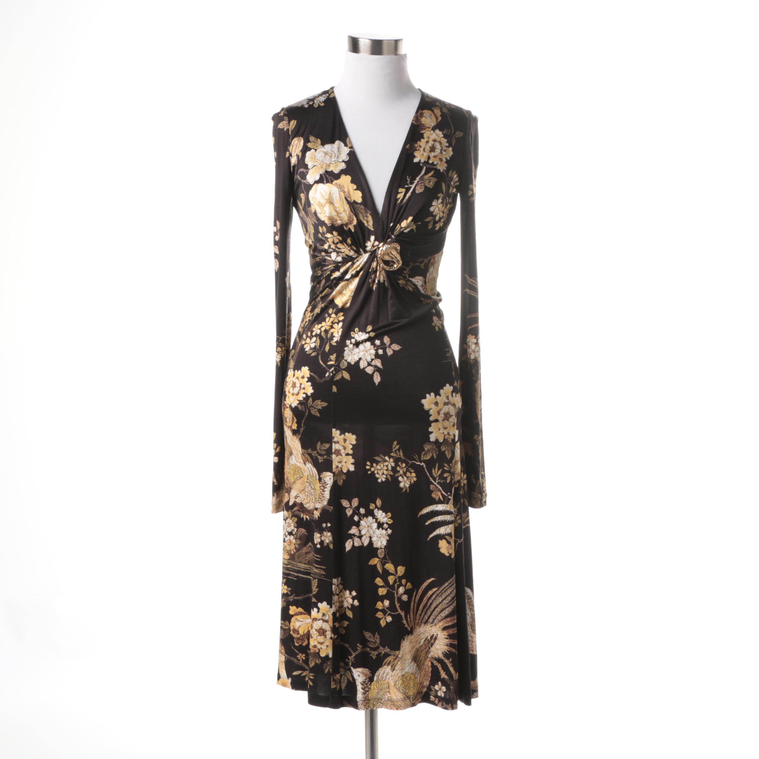 Roberto Cavalli Stretch Floral Print Dress