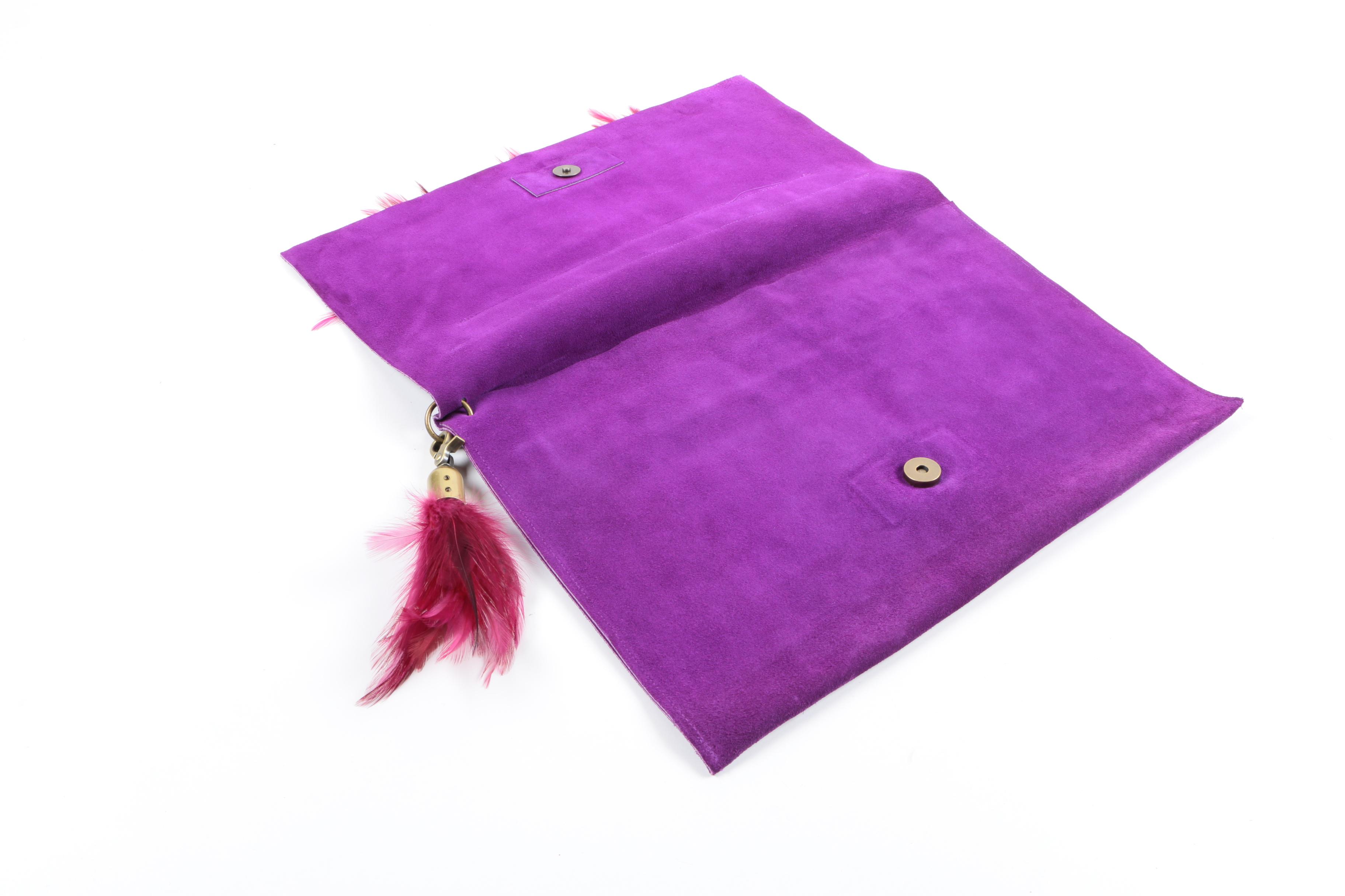 David Galan Suede Clutch