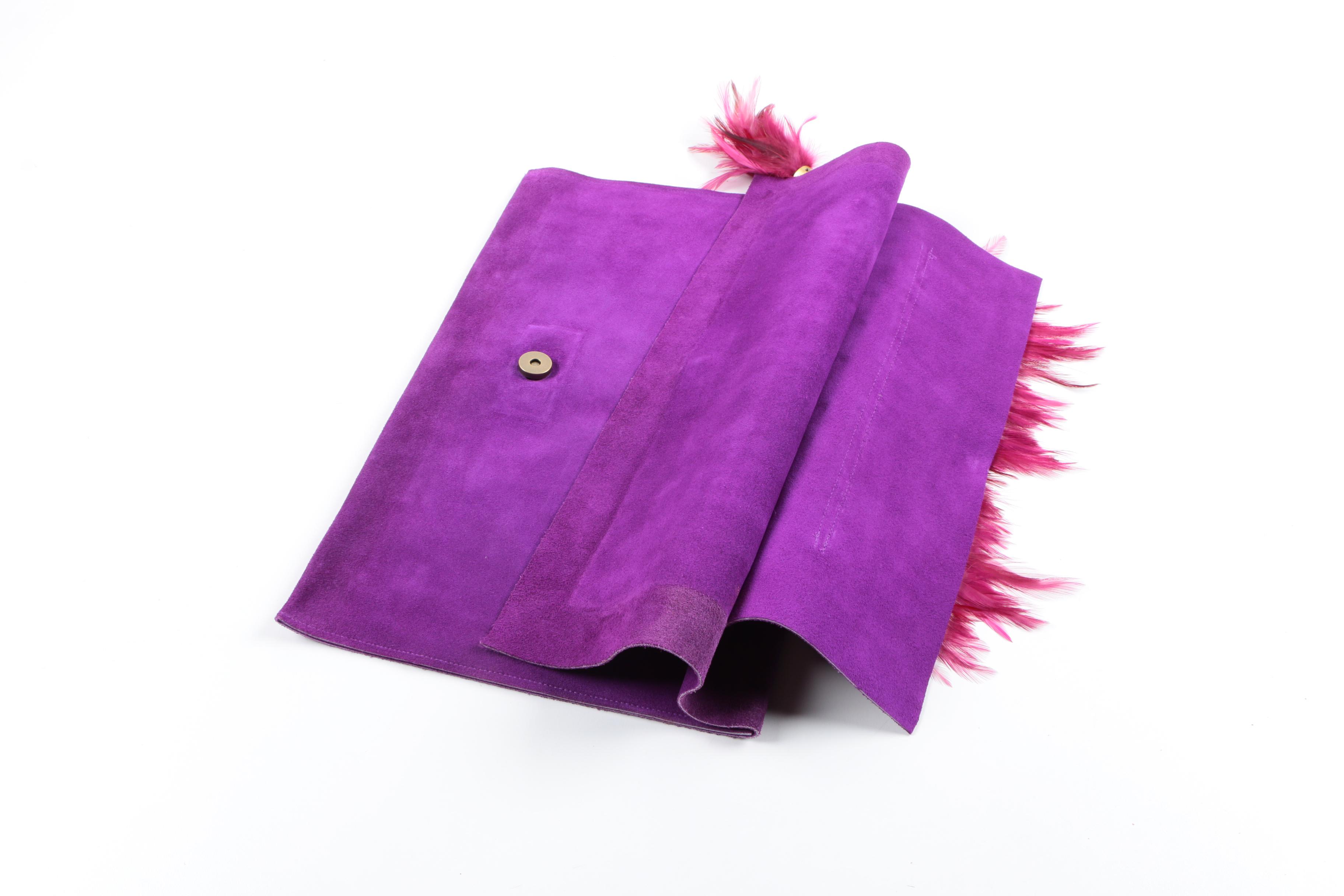 David Galan Suede Clutch