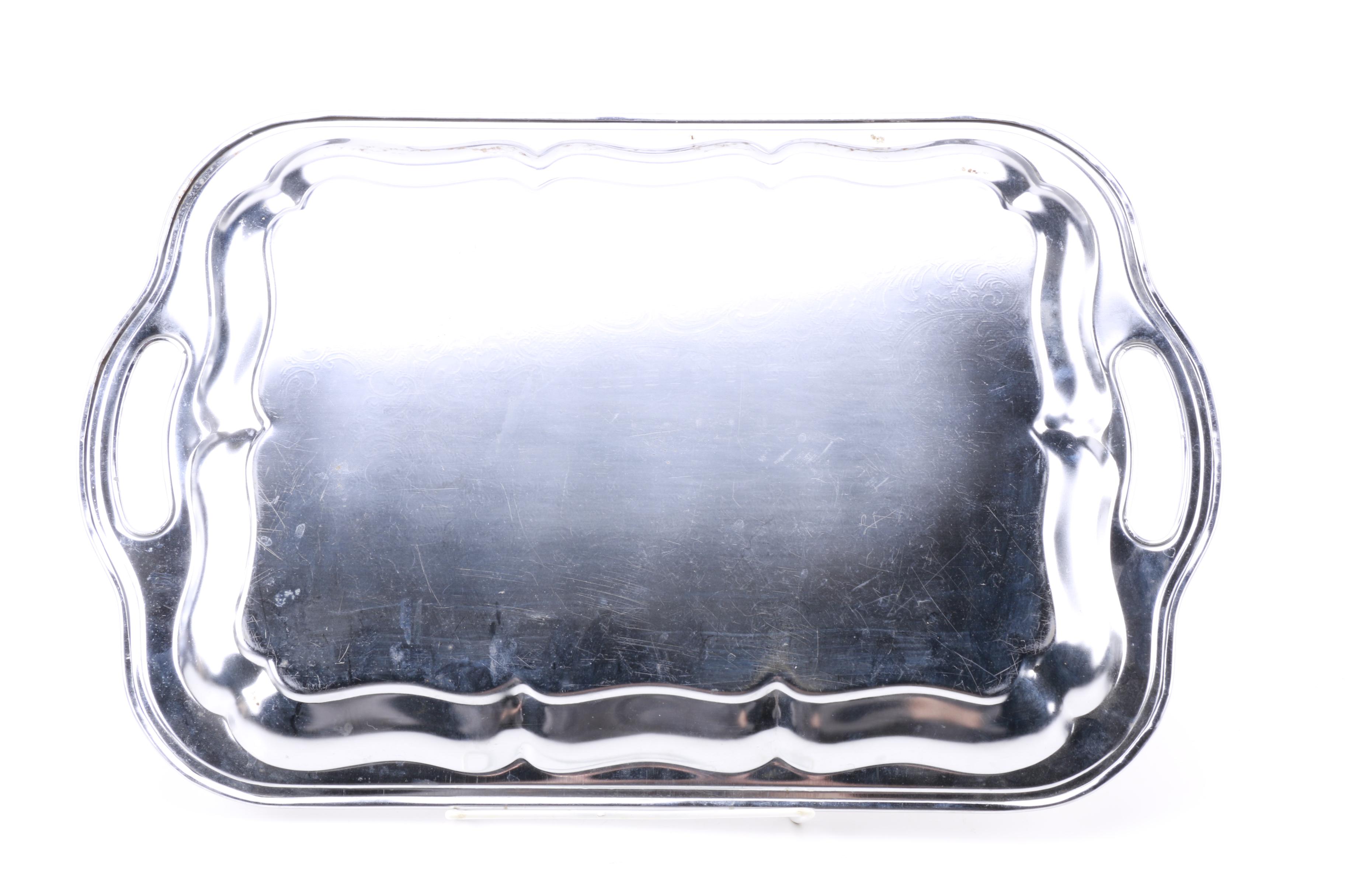 Wm Rogers Silver Plate Coffee Pot with Other American Silver Plate Servingware