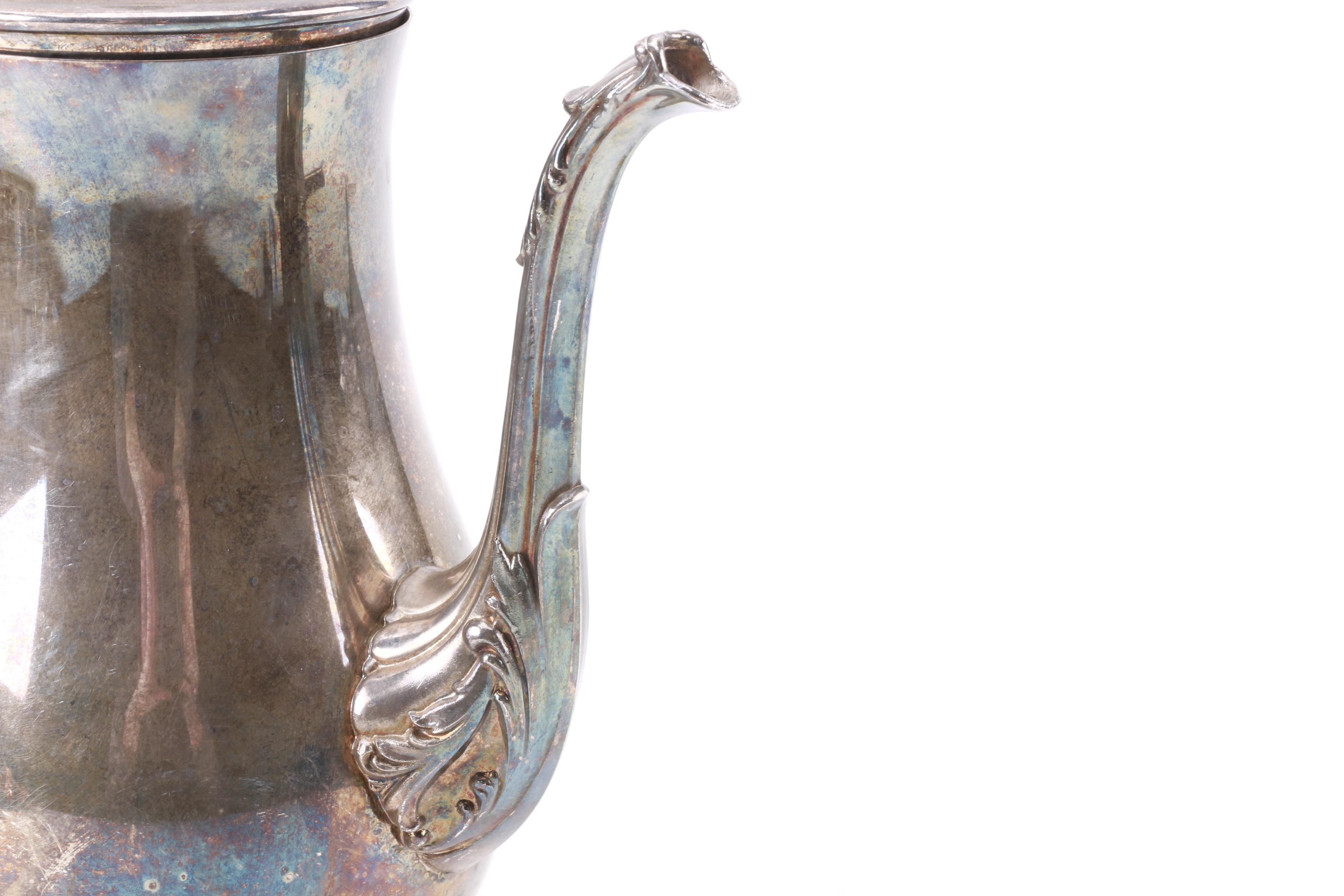 Wm Rogers Silver Plate Coffee Pot with Other American Silver Plate Servingware