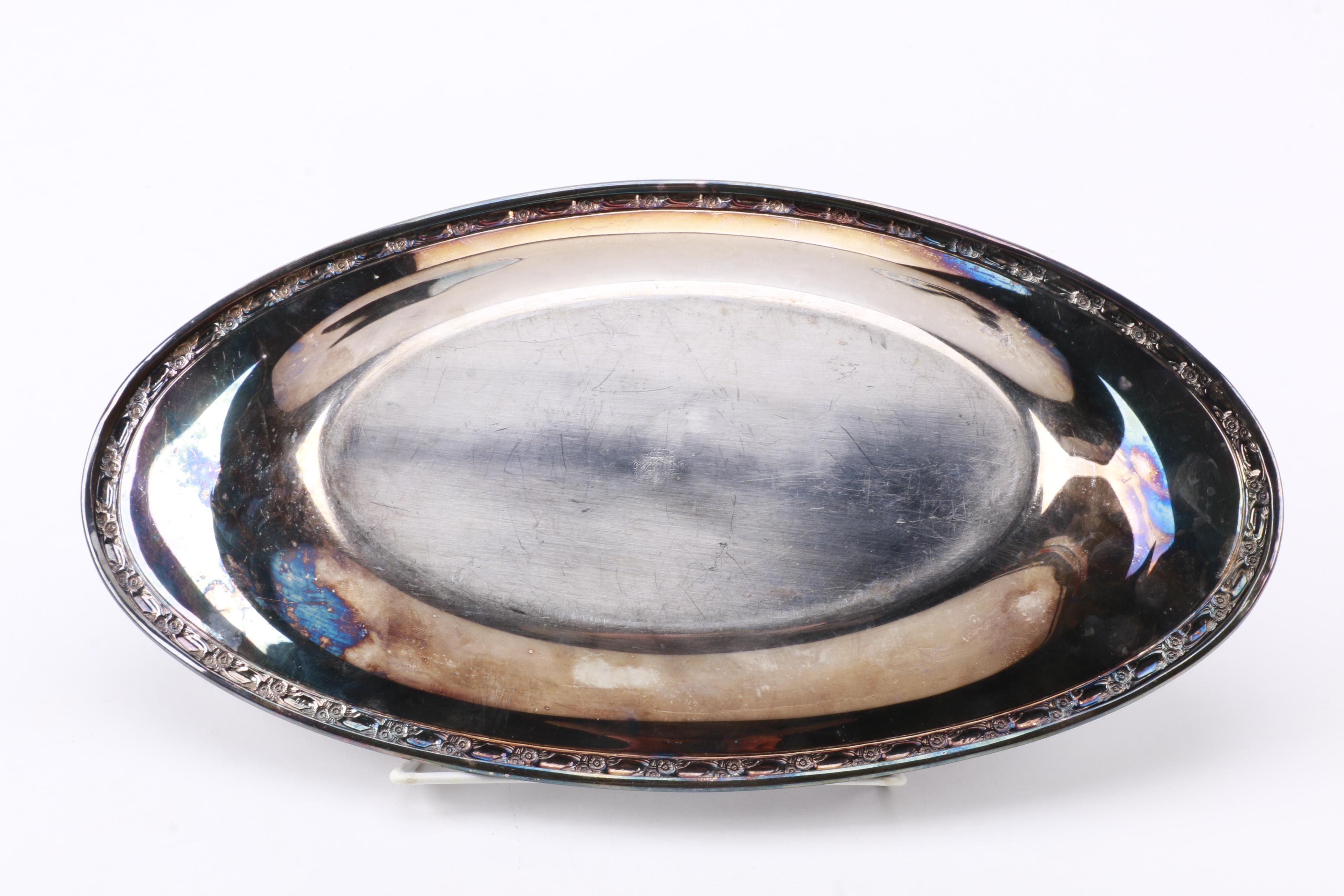 Wm Rogers Silver Plate Coffee Pot with Other American Silver Plate Servingware