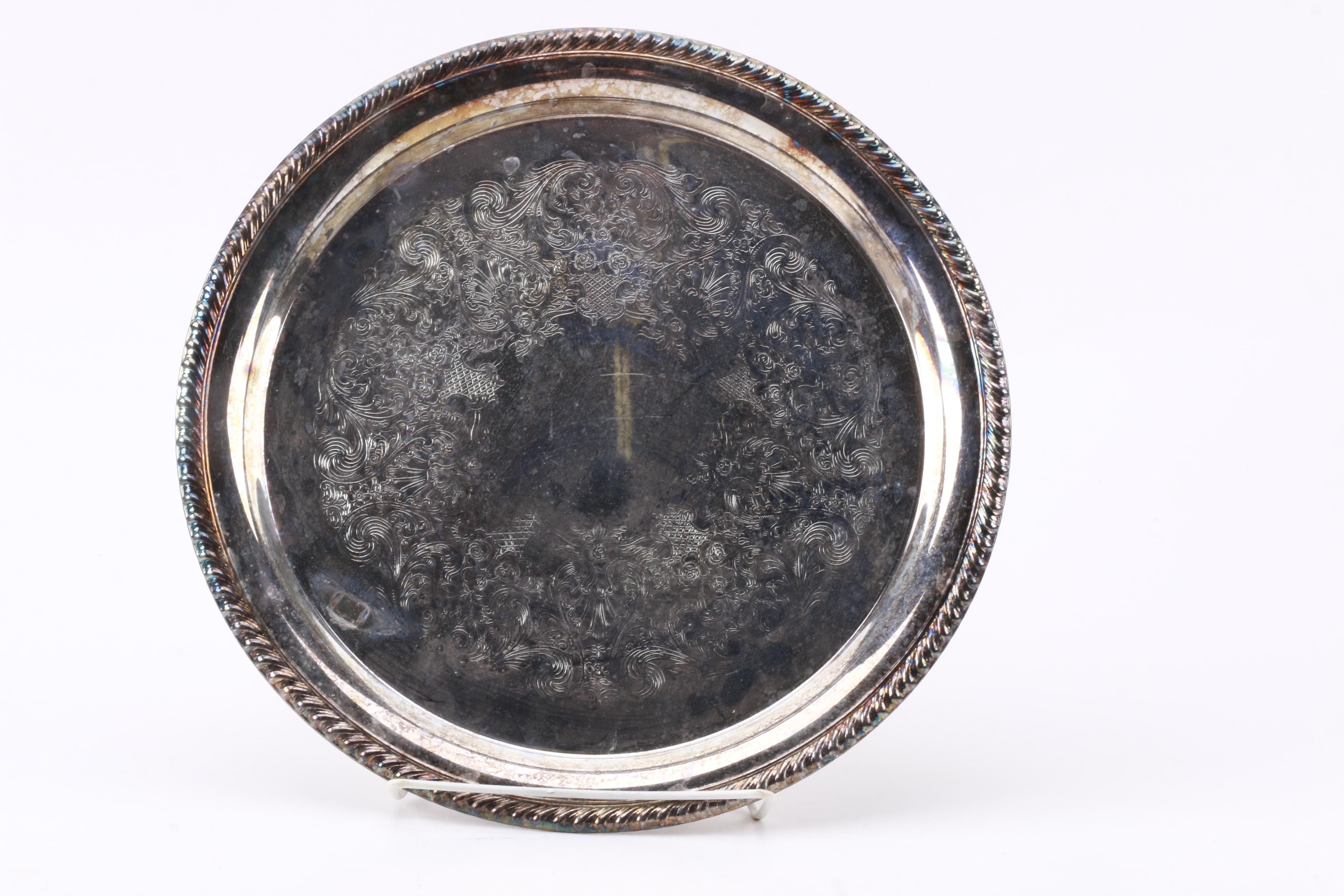 Wm Rogers Silver Plate Coffee Pot with Other American Silver Plate Servingware