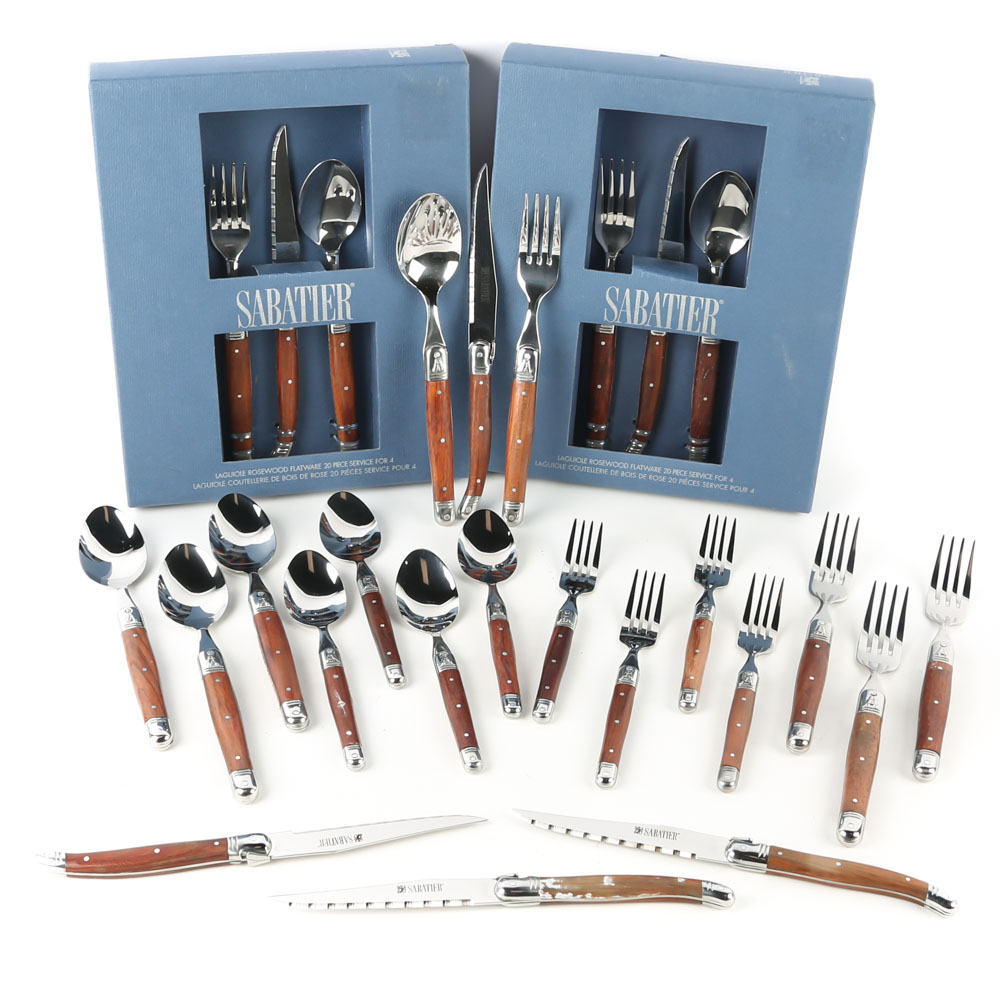 Sabatier "Laguiole" Stainless Steel and Rosewood Flatware