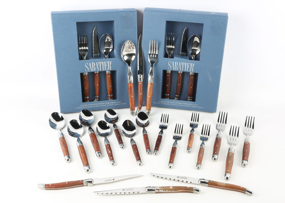 Sabatier "Laguiole" Stainless Steel and Rosewood Flatware