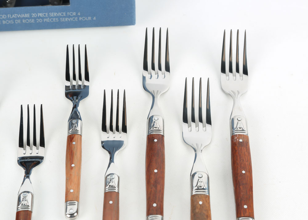 Sabatier "Laguiole" Stainless Steel and Rosewood Flatware