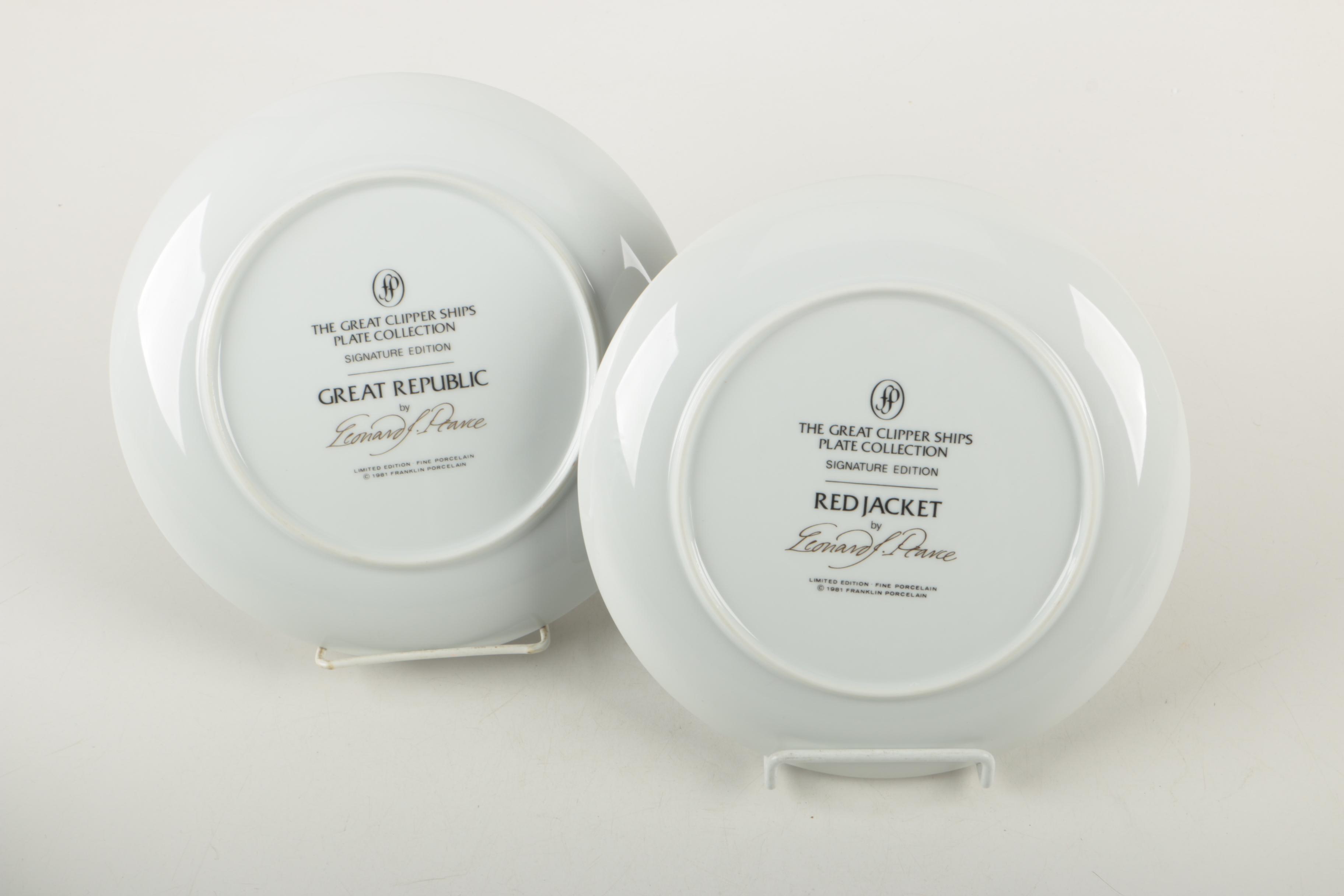 1981 Franklin Porcelain "The Great Clipper Ships" Porcelain Plates