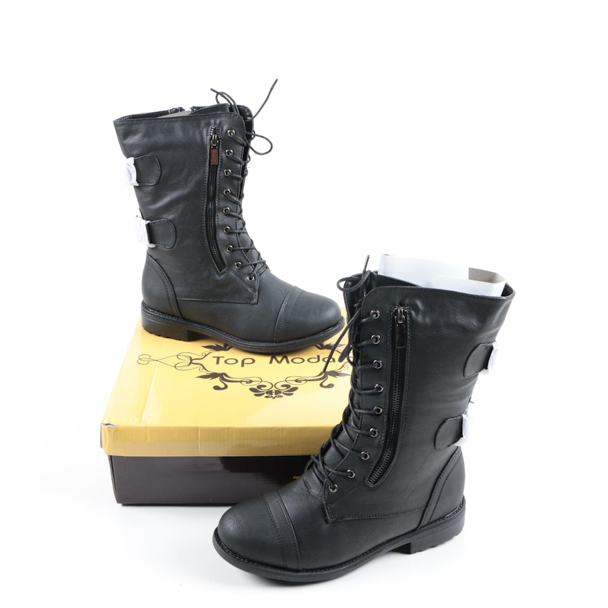 Top Moda Black Moto Boots