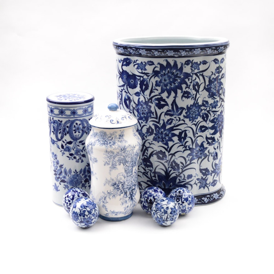 Blue and White Ceramic Decorative Assortment
