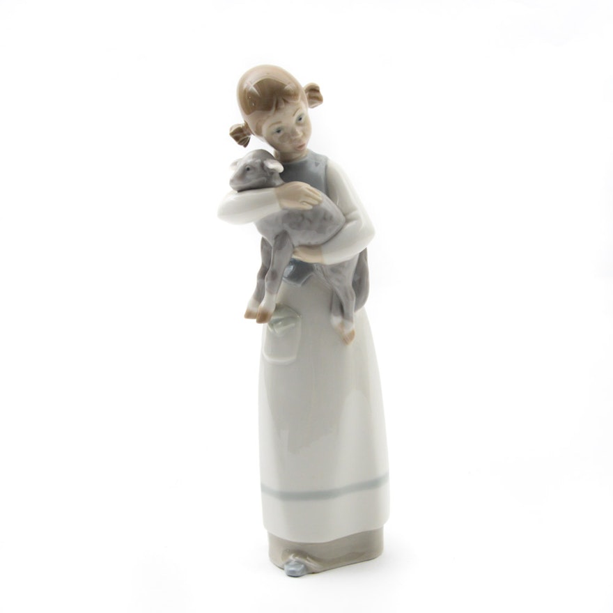 Lladró "Girl With Lamb" Porcelain Figurine