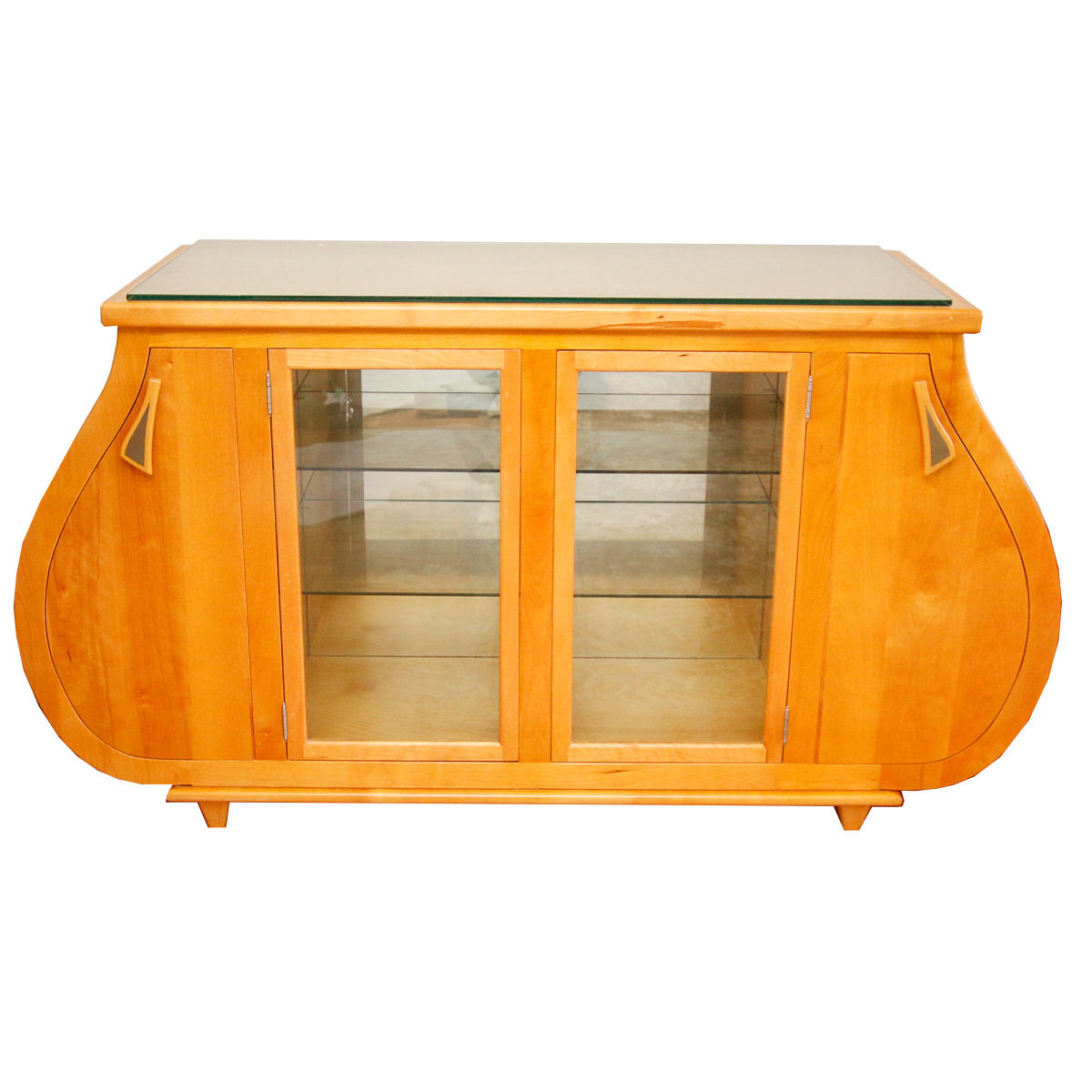 Contemporary Modern Maple Bombé Cabinet