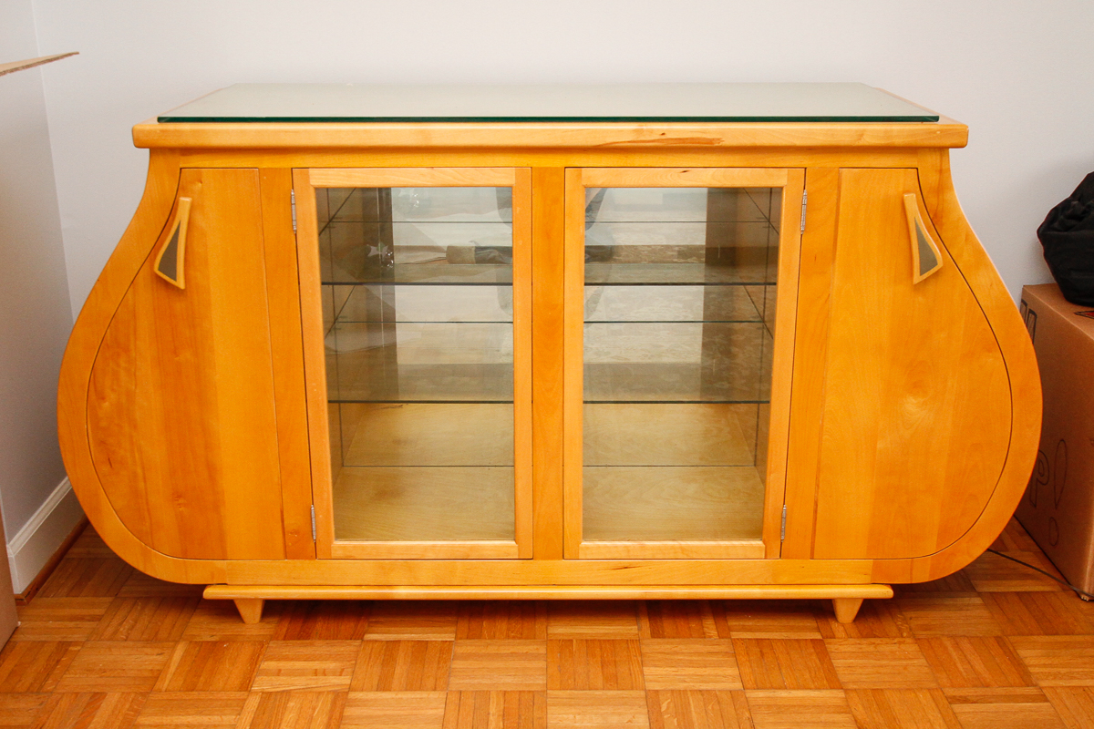 Contemporary Modern Maple Bombé Cabinet
