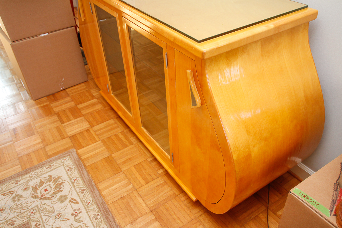Contemporary Modern Maple Bombé Cabinet