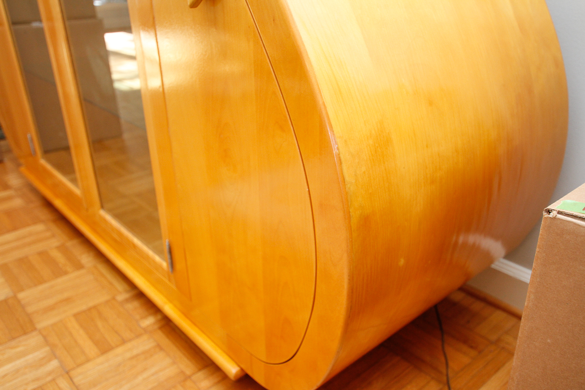 Contemporary Modern Maple Bombé Cabinet