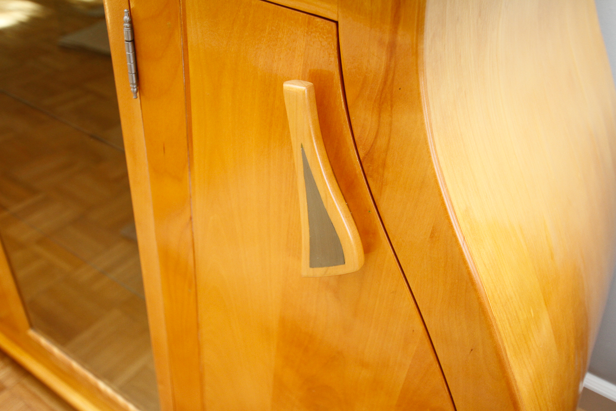 Contemporary Modern Maple Bombé Cabinet