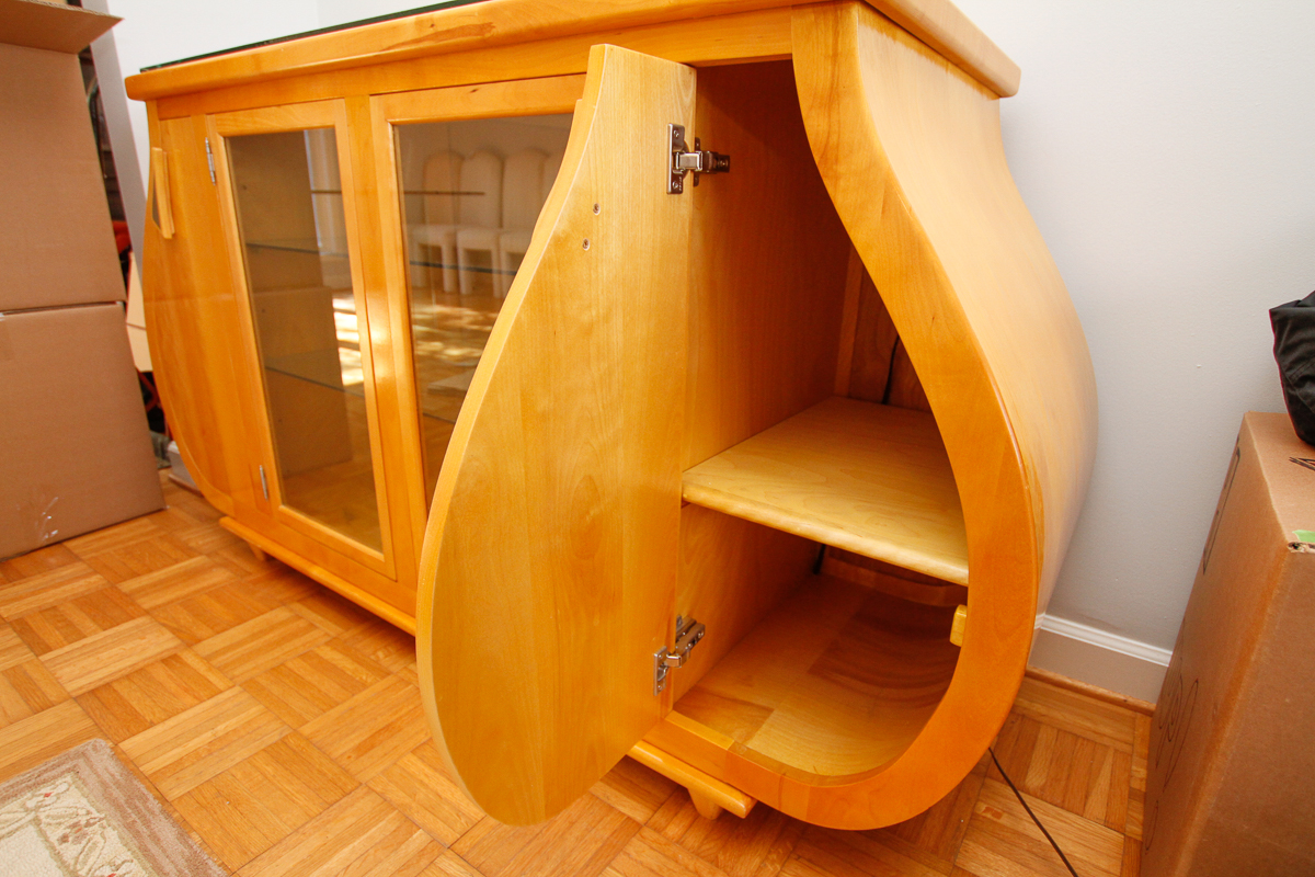 Contemporary Modern Maple Bombé Cabinet