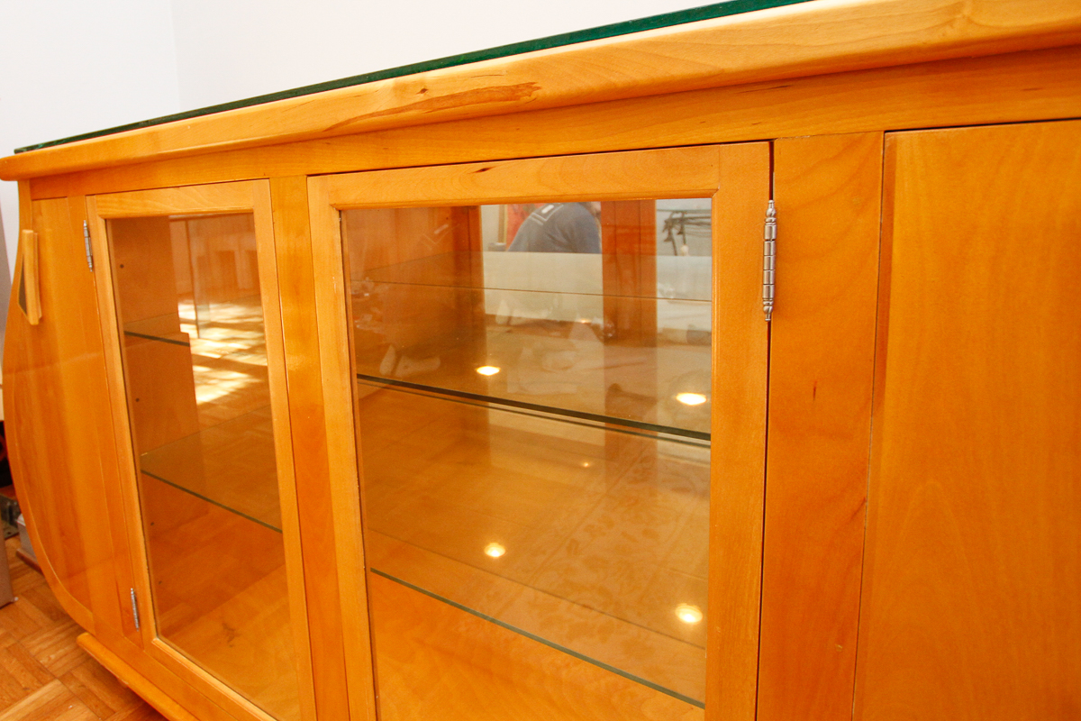 Contemporary Modern Maple Bombé Cabinet