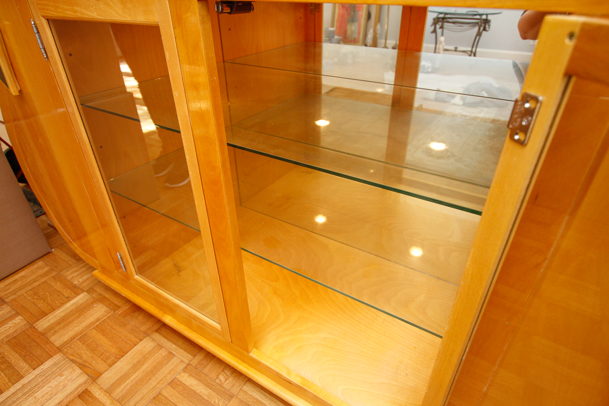 Contemporary Modern Maple Bombé Cabinet