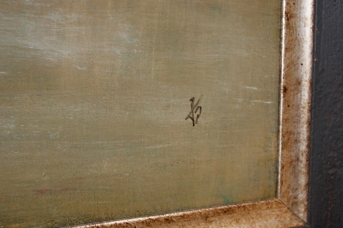 Jacqueline Saporiti Contemporary Oil Painting on Board of Vase and Sticks