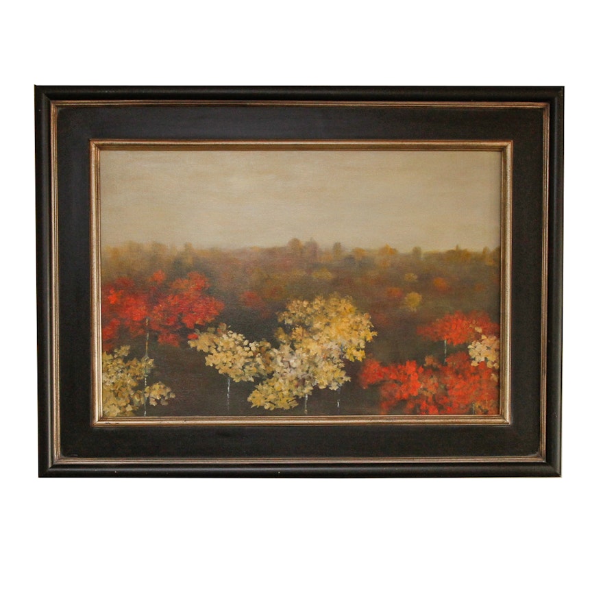 Framed Oil Painting on Canvas of Autumn Landscape