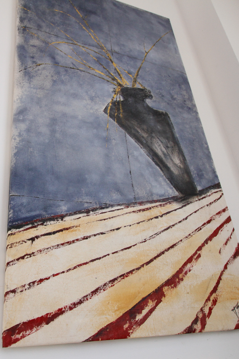 Jacqueline Saporiti Abstract Acrylic Painting on Canvas "Gold"