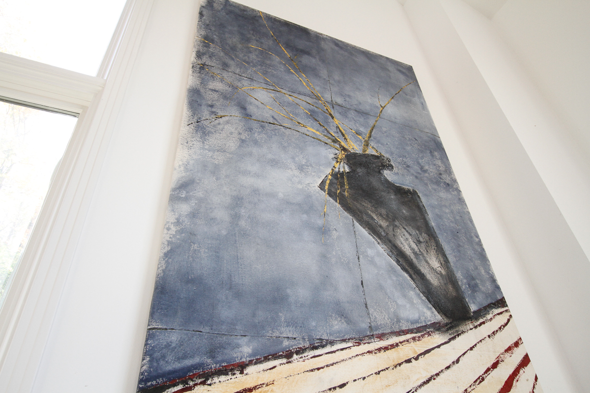 Jacqueline Saporiti Abstract Acrylic Painting on Canvas "Gold"