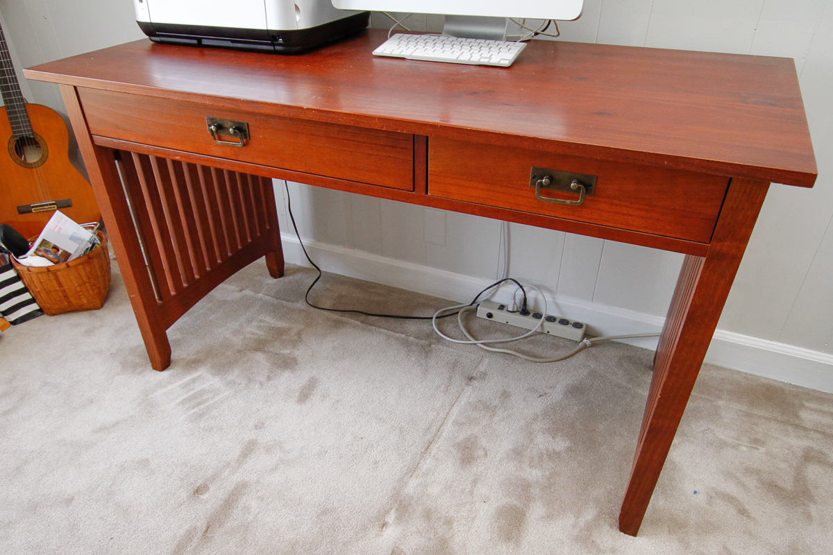 Arts and Crafts Style Cherry Stained Computer Desk With Chair