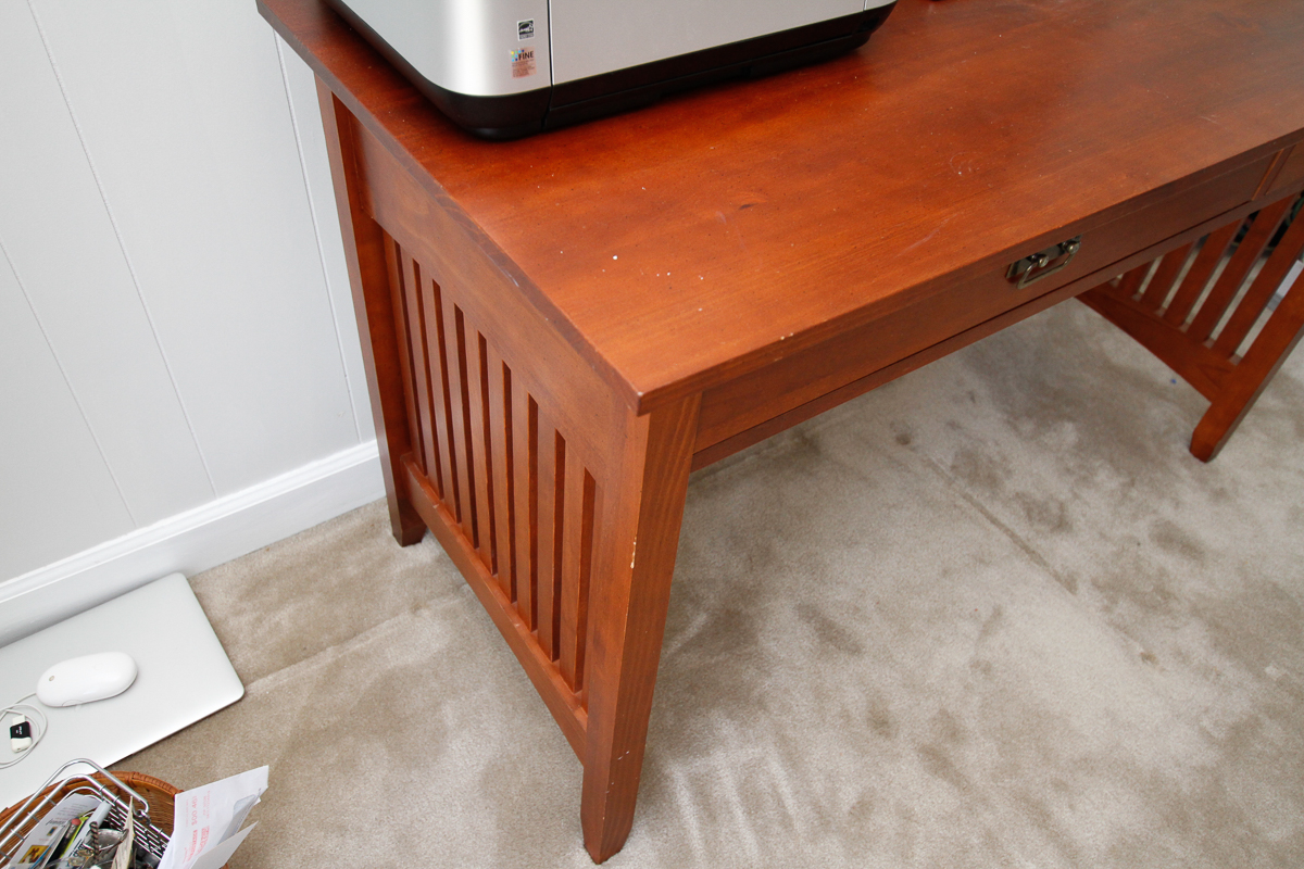 Arts and Crafts Style Cherry Stained Computer Desk With Chair