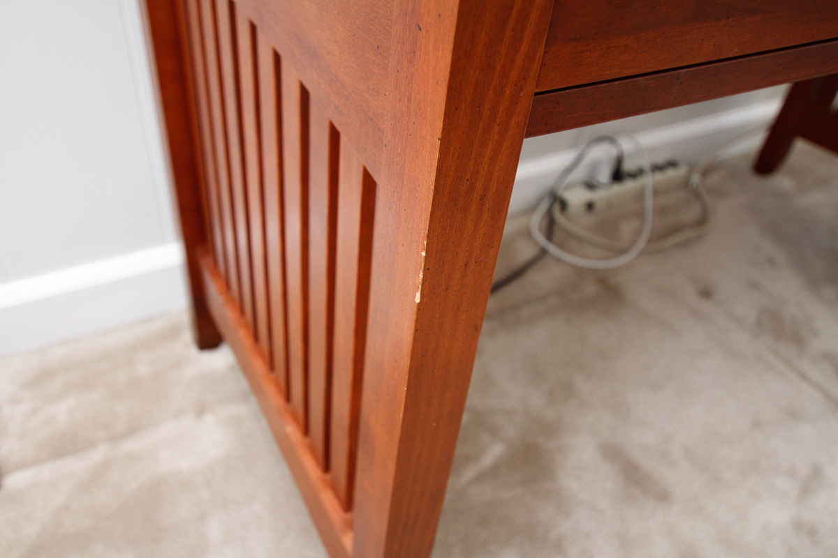 Arts and Crafts Style Cherry Stained Computer Desk With Chair