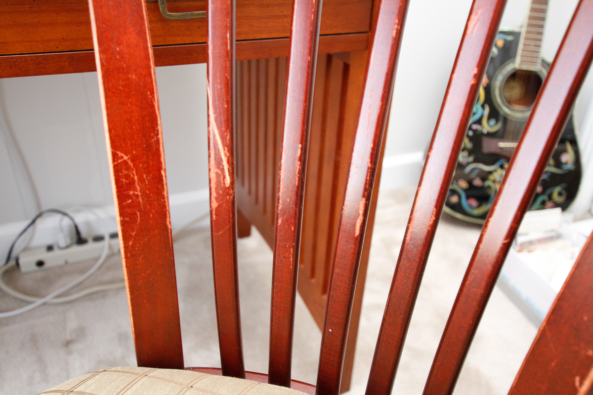 Arts and Crafts Style Cherry Stained Computer Desk With Chair