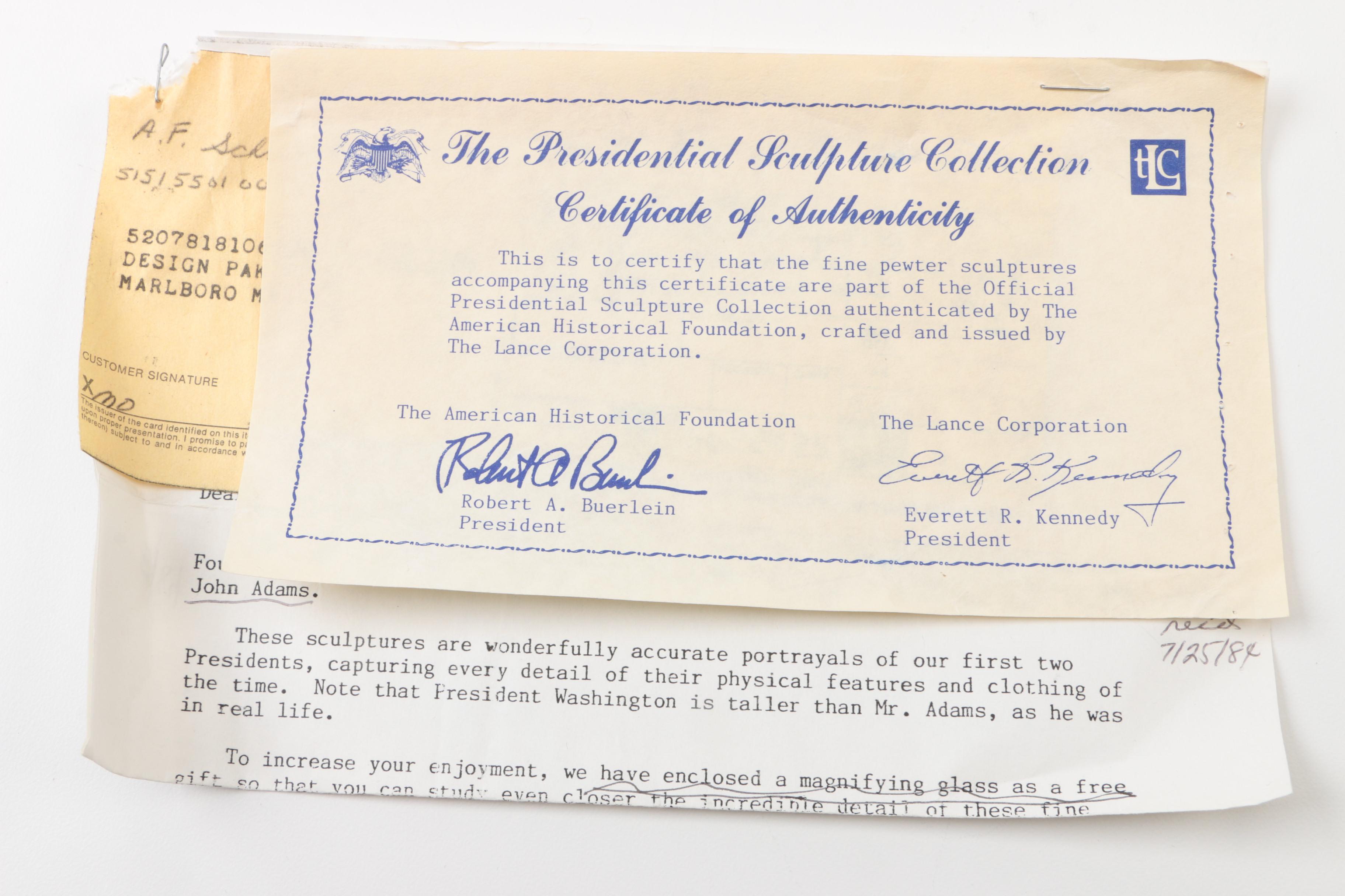 Presidential Sculpture Collection Pewter President Figurines