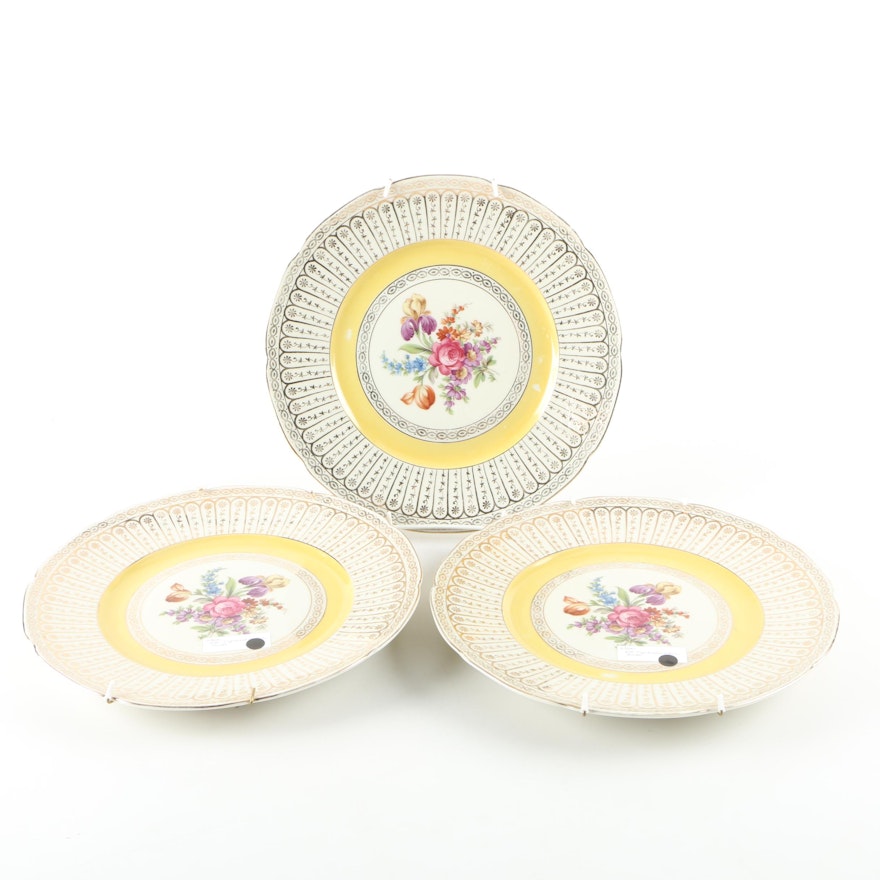 Czechoslovakian Floral Porcelain Plates