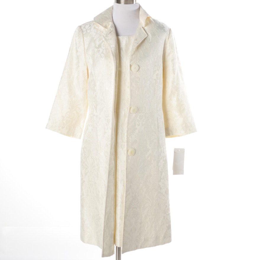 Melody Thomas Scott Ivory Jacquard Dress with Matching Jacket
