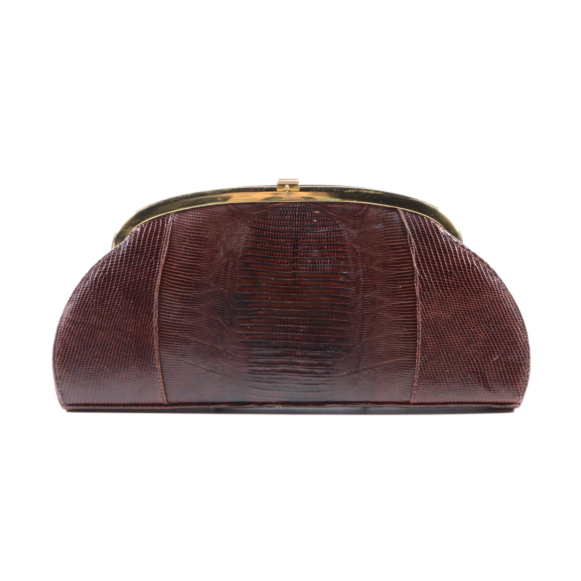 Vintage 1960s Lizard Skin Leather Clutch