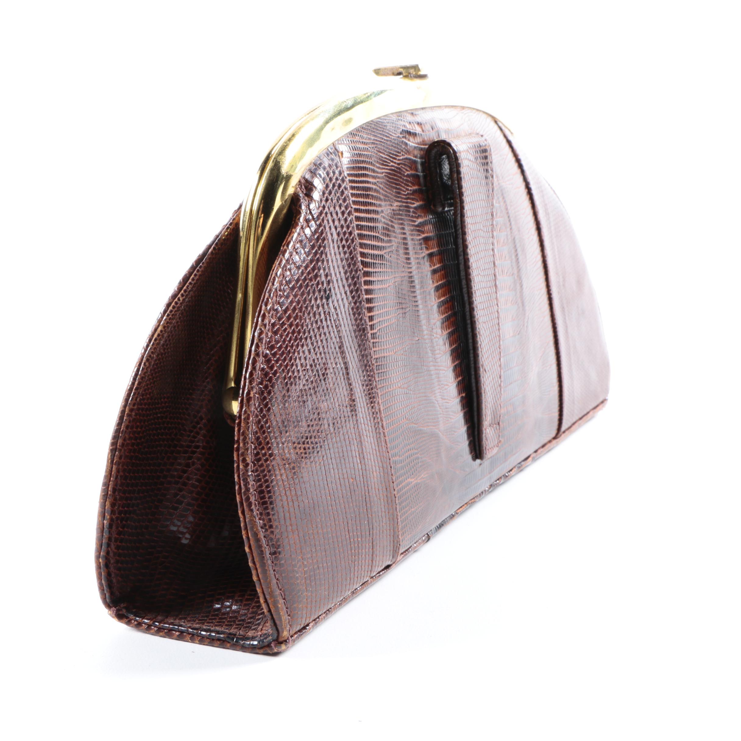 Vintage 1960s Lizard Skin Leather Clutch