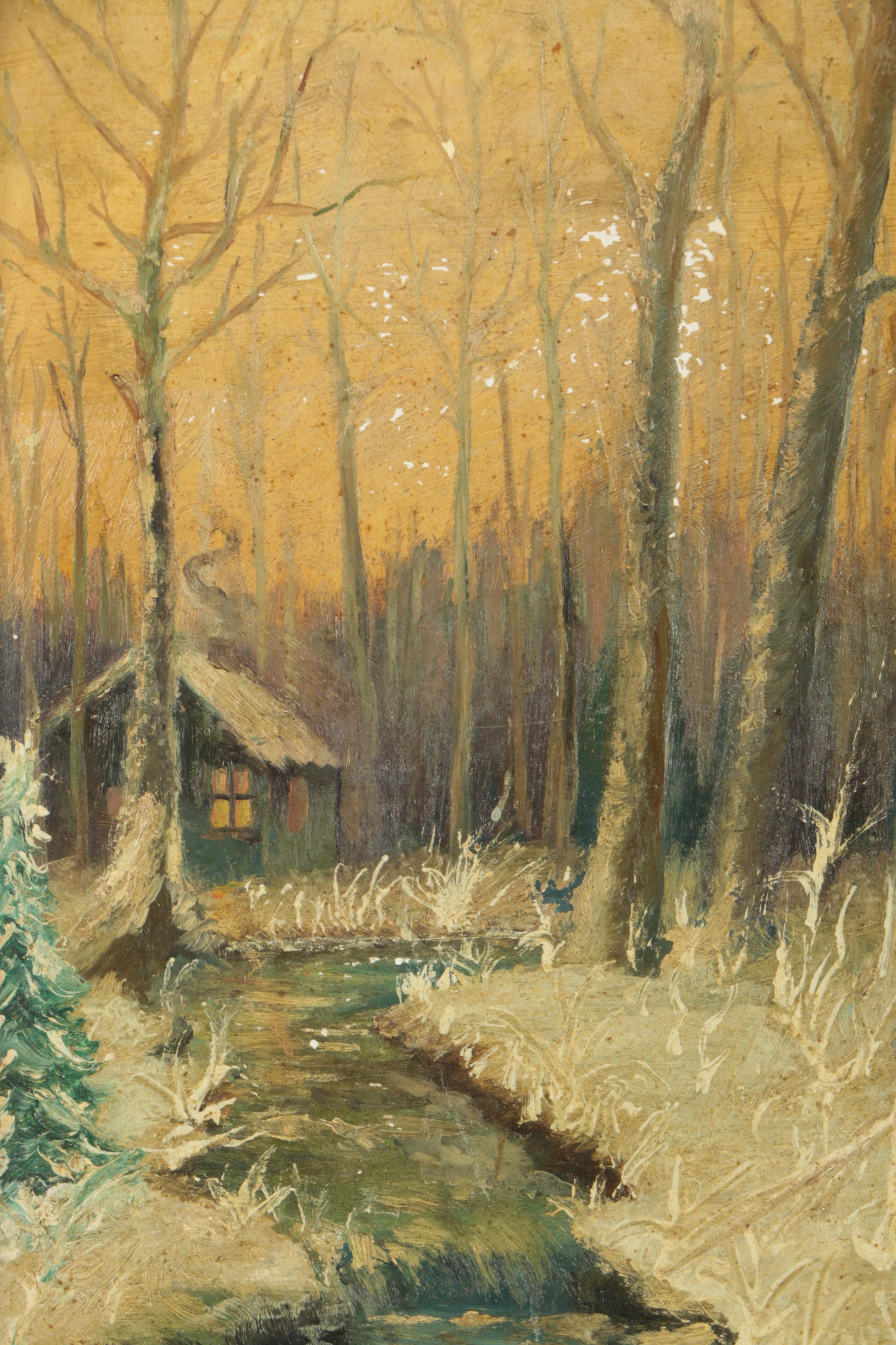 H. Burch Oil Painting on Canvas Board of a Rural Landscape