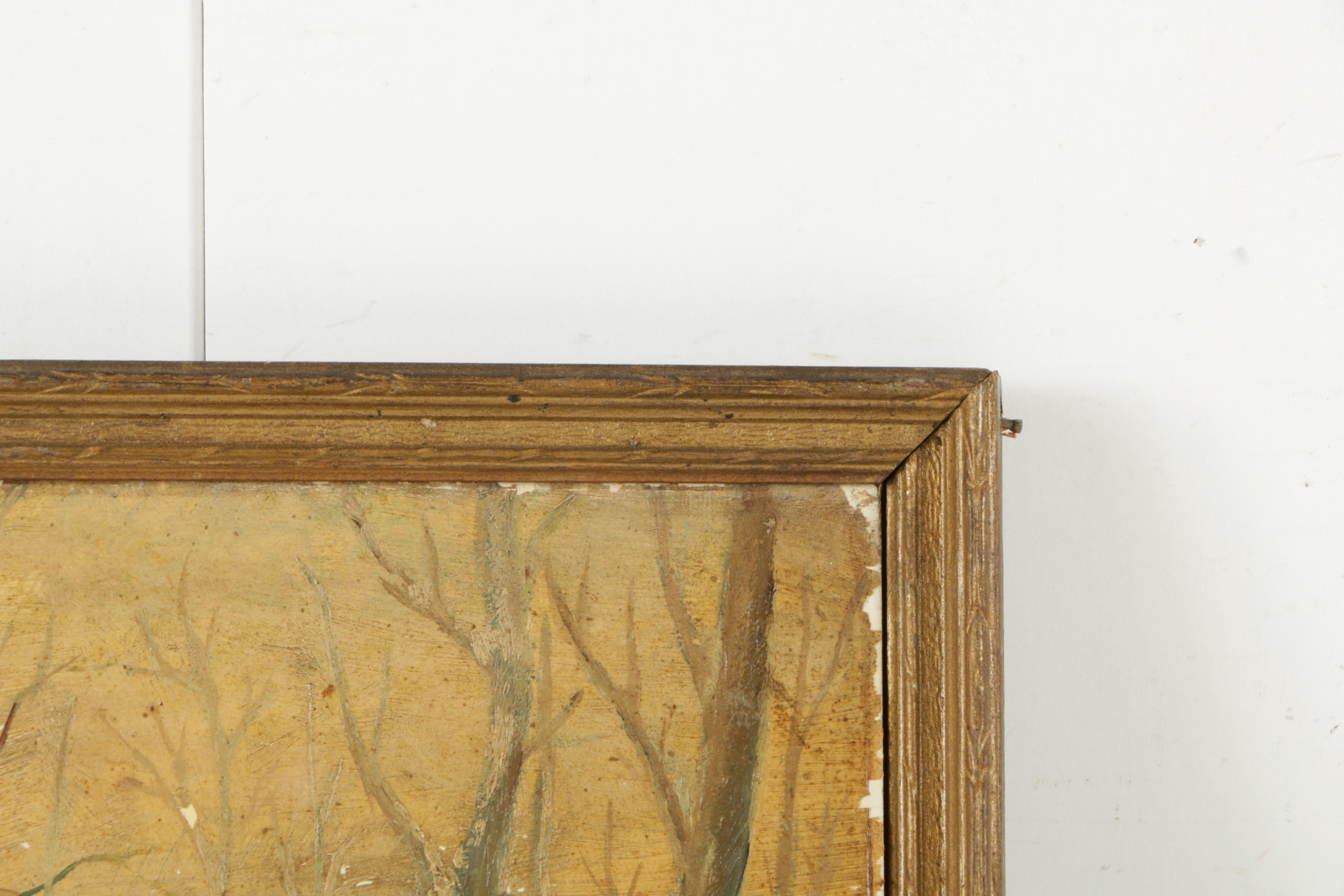 H. Burch Oil Painting on Canvas Board of a Rural Landscape